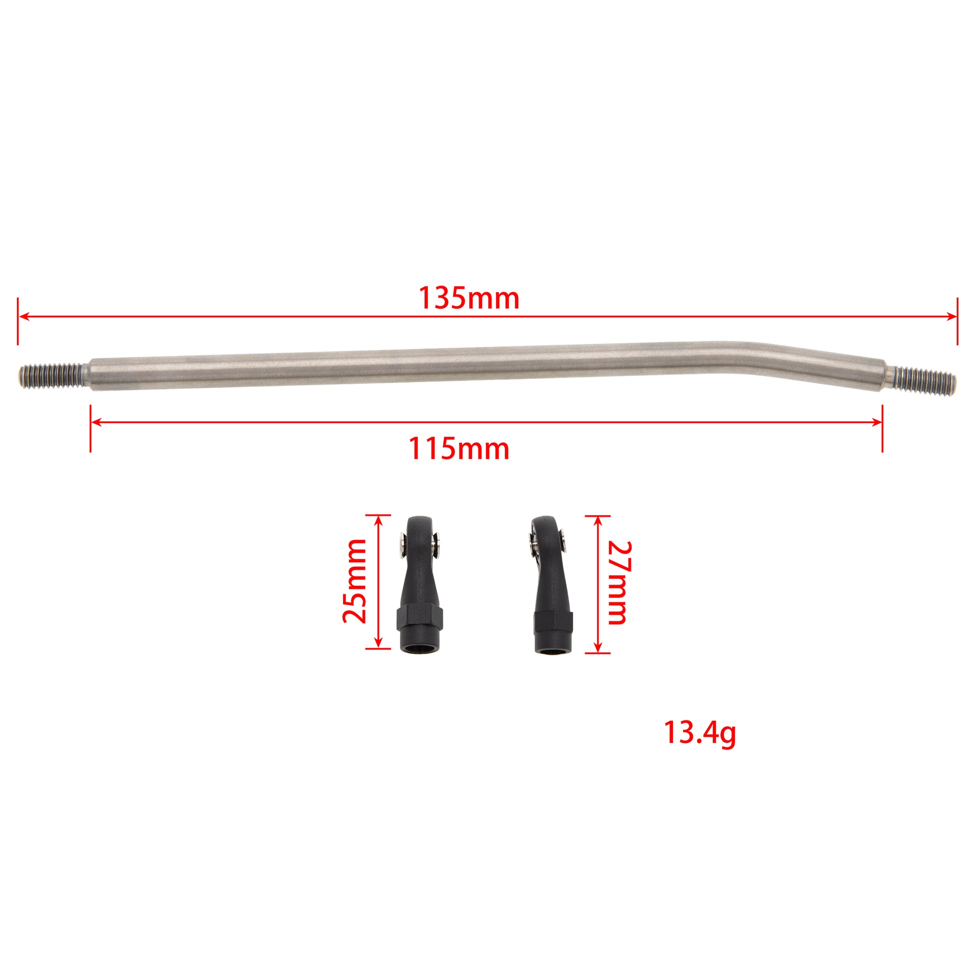 135MM TRX4 SCX10 Titanium Link Rod Linkage Kit size