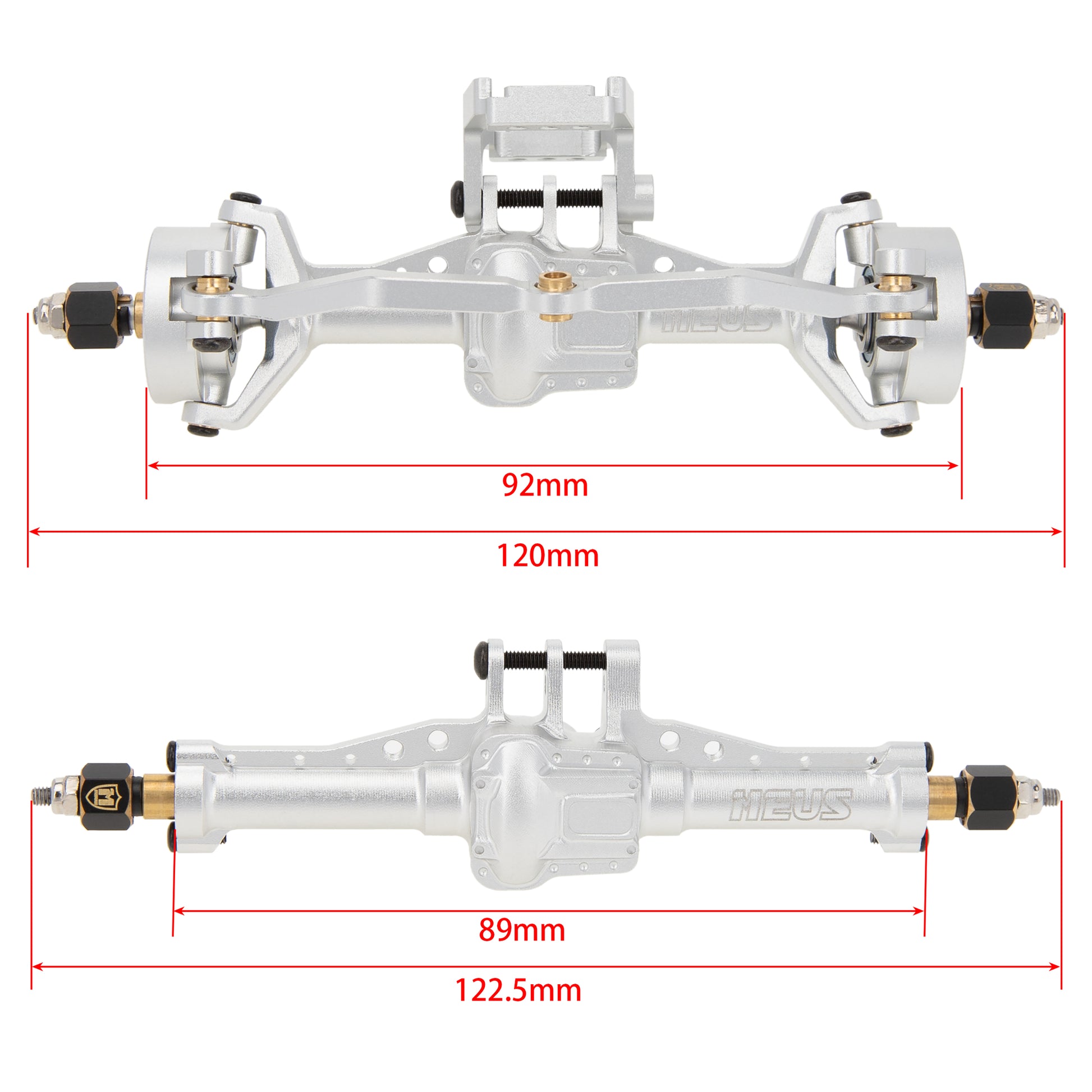 Aluminum Silver Front and Rear Axle Assembly Kit TRX4M Axle size