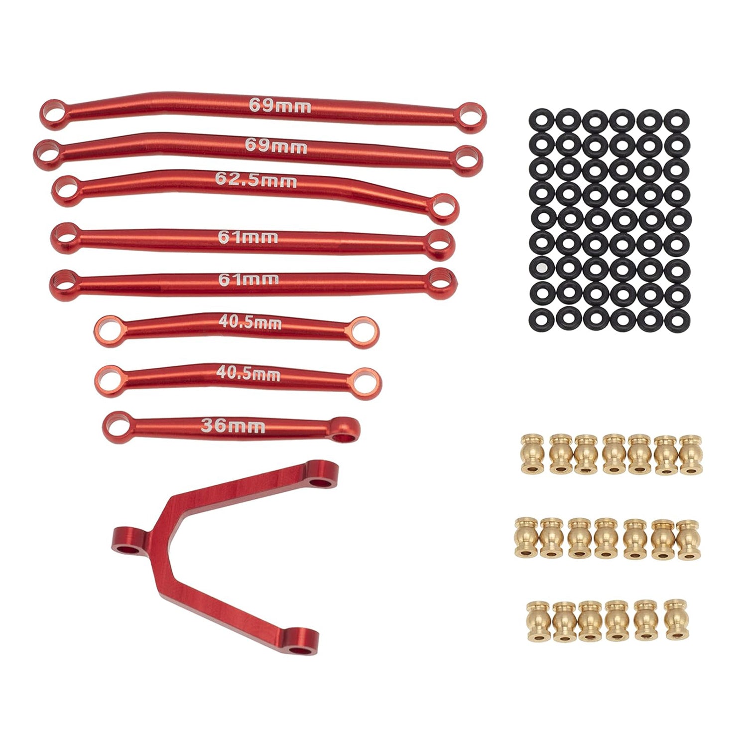 Red Aluminum Alloy Chassis Tie Rod and Steering Rod Kit for Axial SCX24