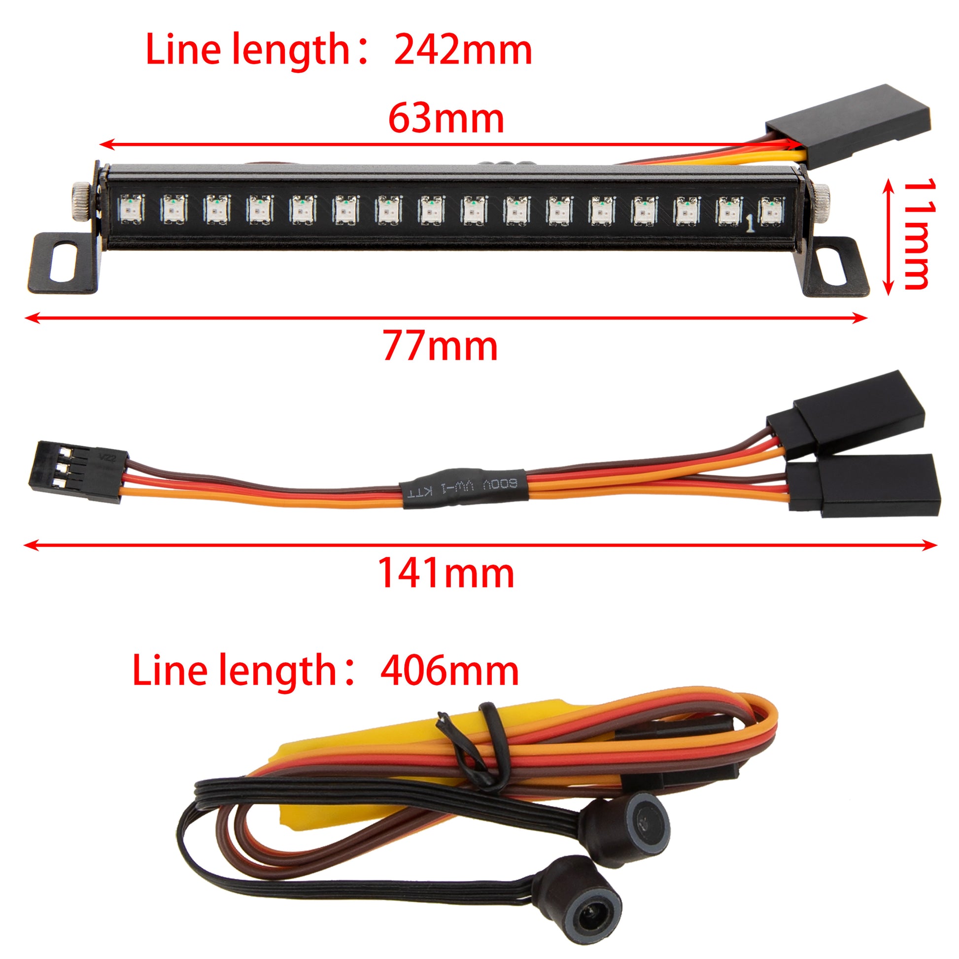  Metal Roof 16 LED Light Bar & Headlight 8MM Angle Eyes size for TRX-4M Ripper V1 V2