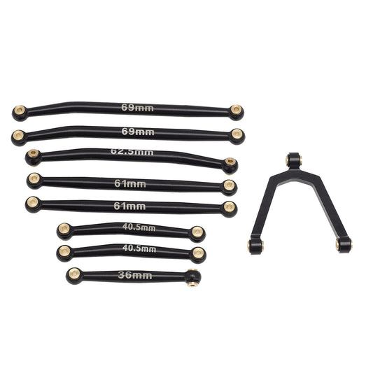 Black Aluminum Alloy Chassis Tie Rod and Steering Rod Kit for Axial SCX24