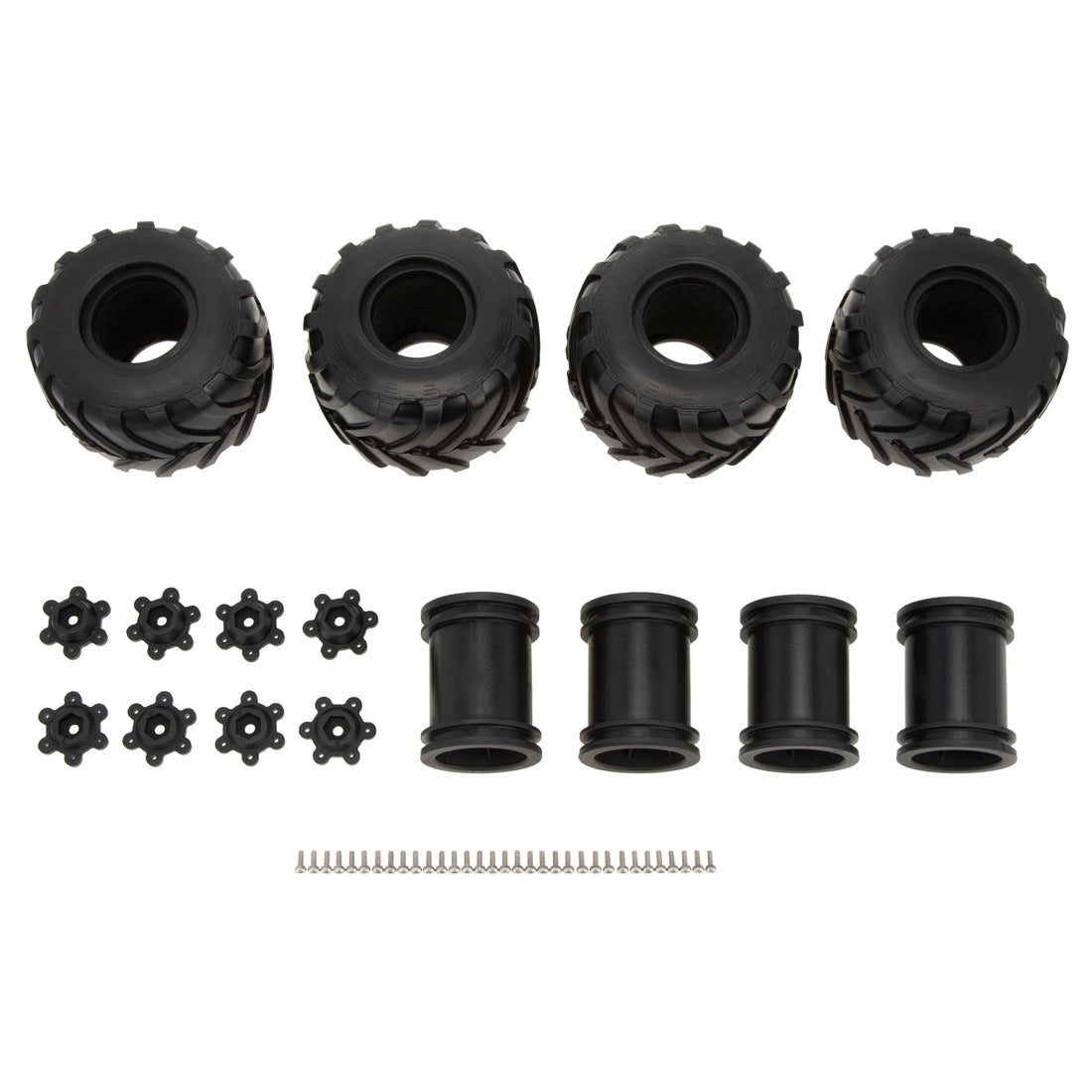 Black 1.0" RC Monster Truck Rim Tire Set for Axial SCX24 FMS FCX24 TRX4M