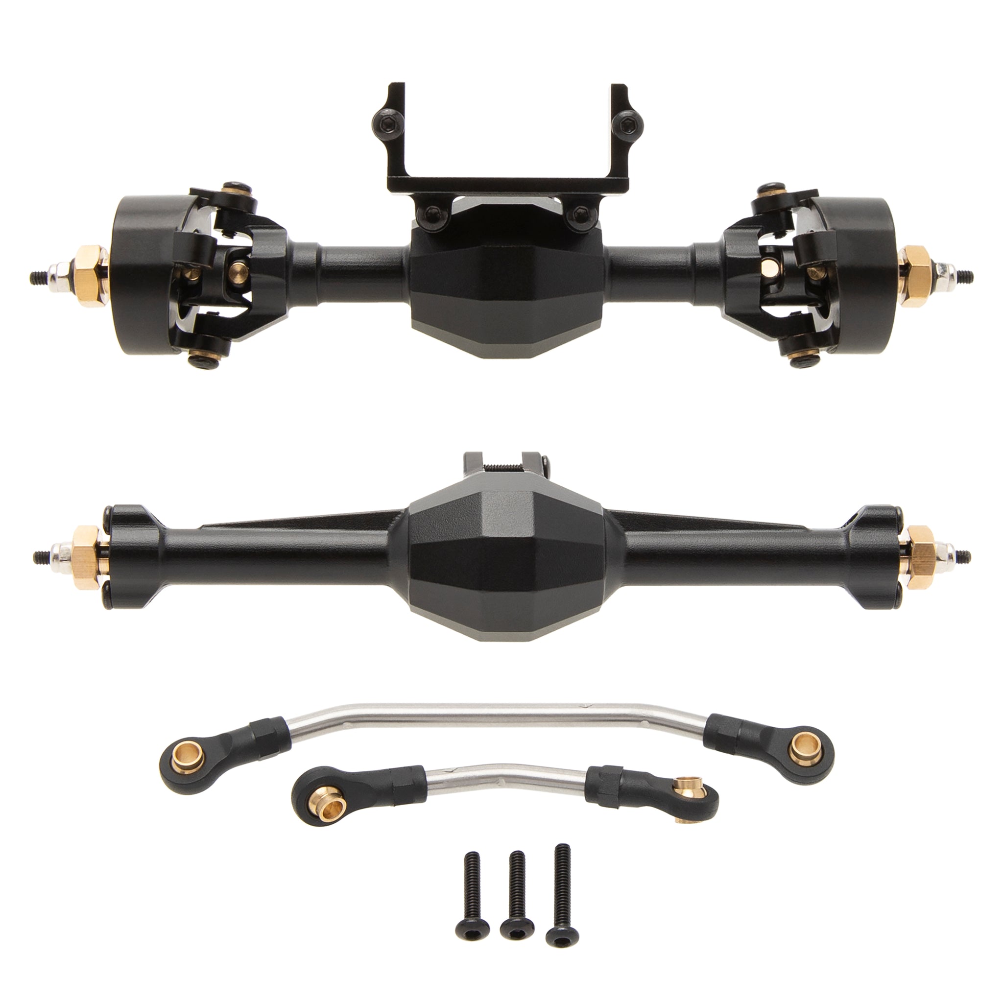 Black Isokinetic 3-Section CVD Front and Rear Axles for FCX24 /FCX18