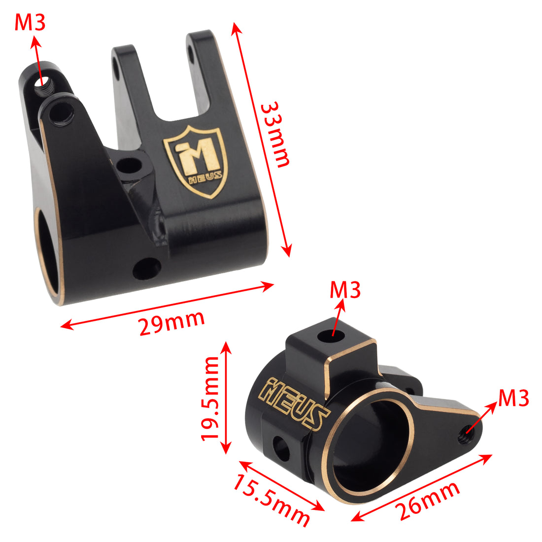 Black Brass Front & Rear Axle Link Mount For 1/10 Axial SCX10 PRO