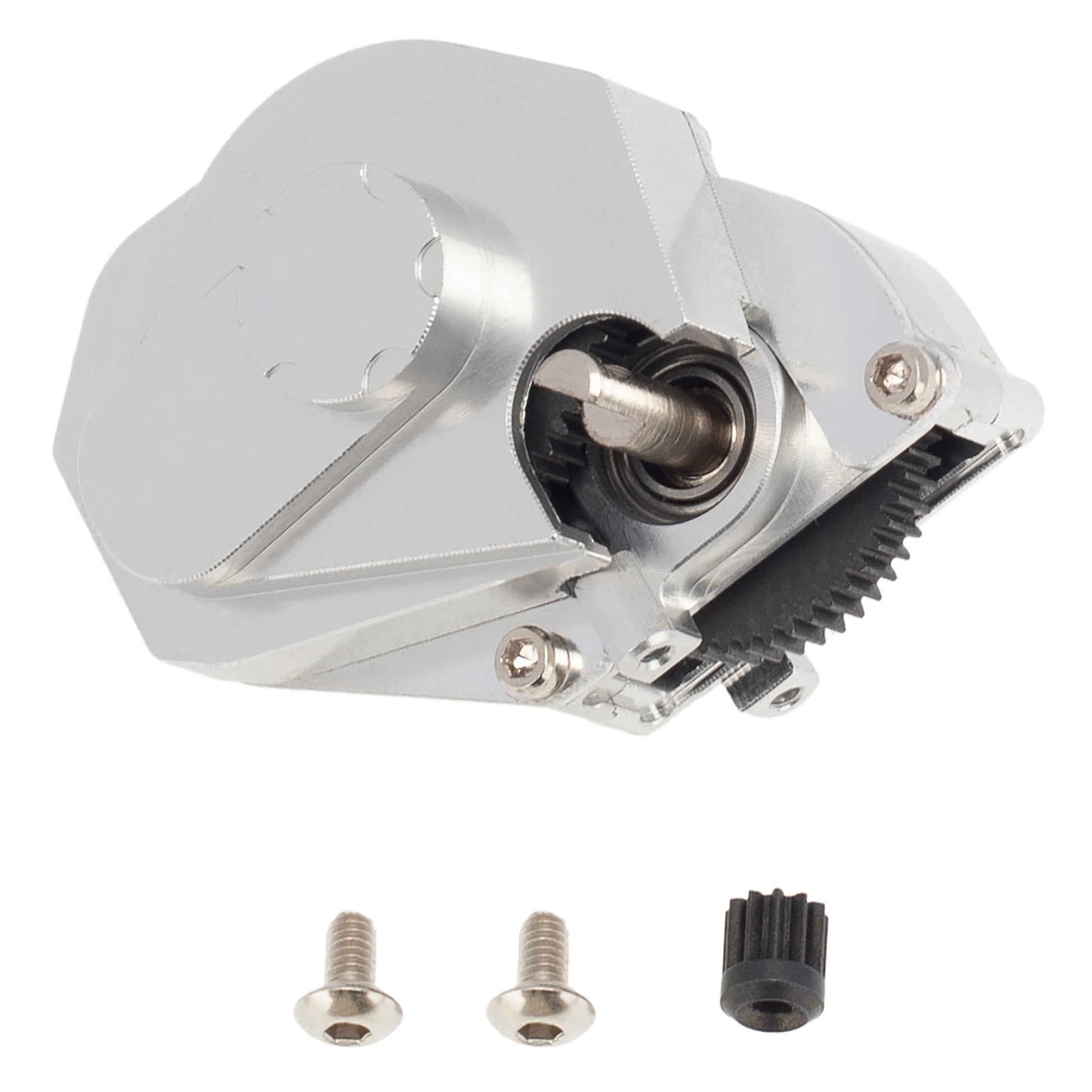 silver Aluminum Assembled Transmission Complete Gearbox for 1/24 Axial SCX24