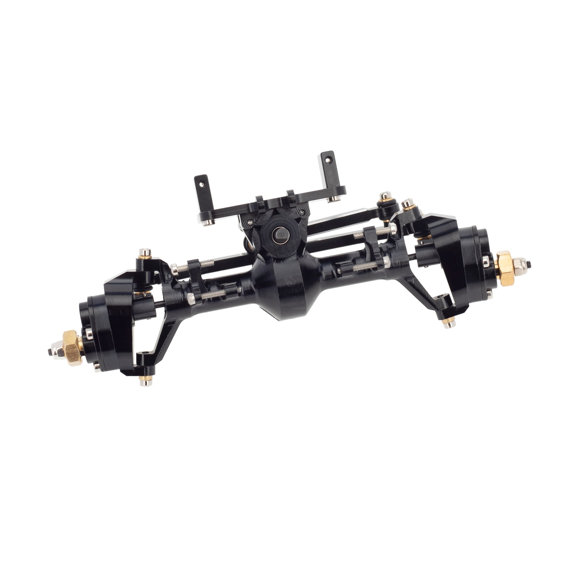 Black Aluminum Front Portal Axle with Max C-Steering for Axial SCX24