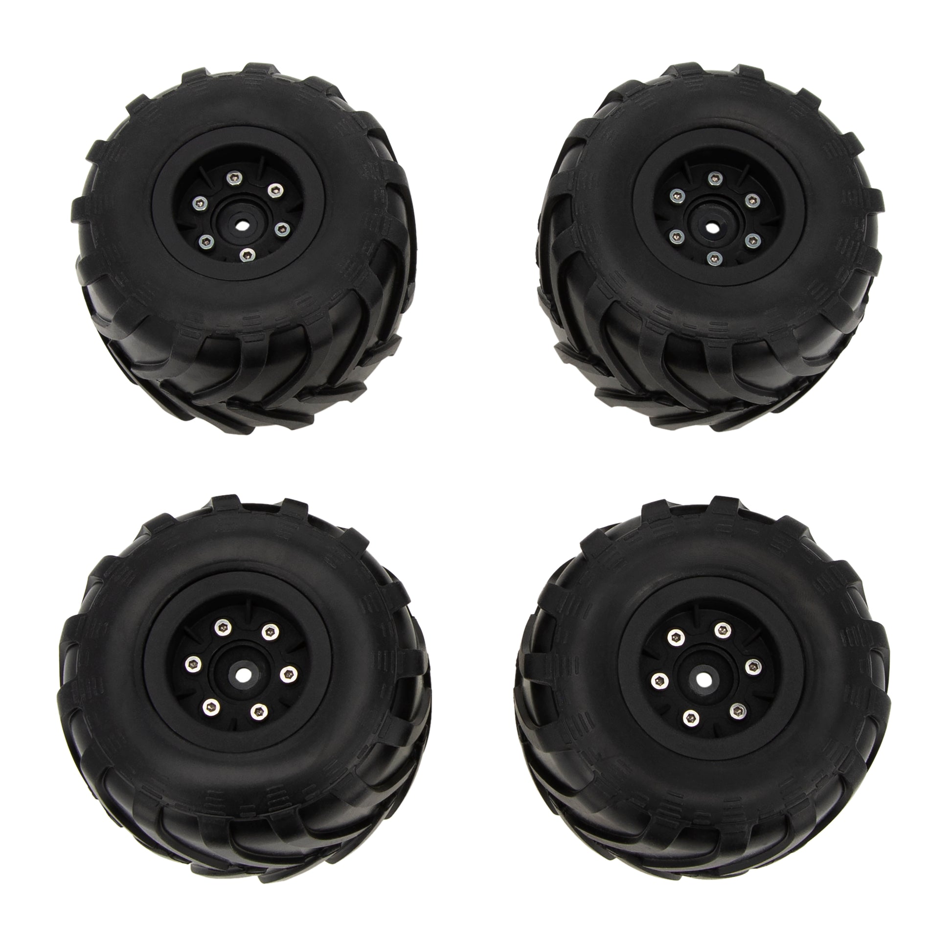 Black 1.0" RC Monster Truck Rim Tire Set for Axial SCX24 FMS FCX24 TRX4M