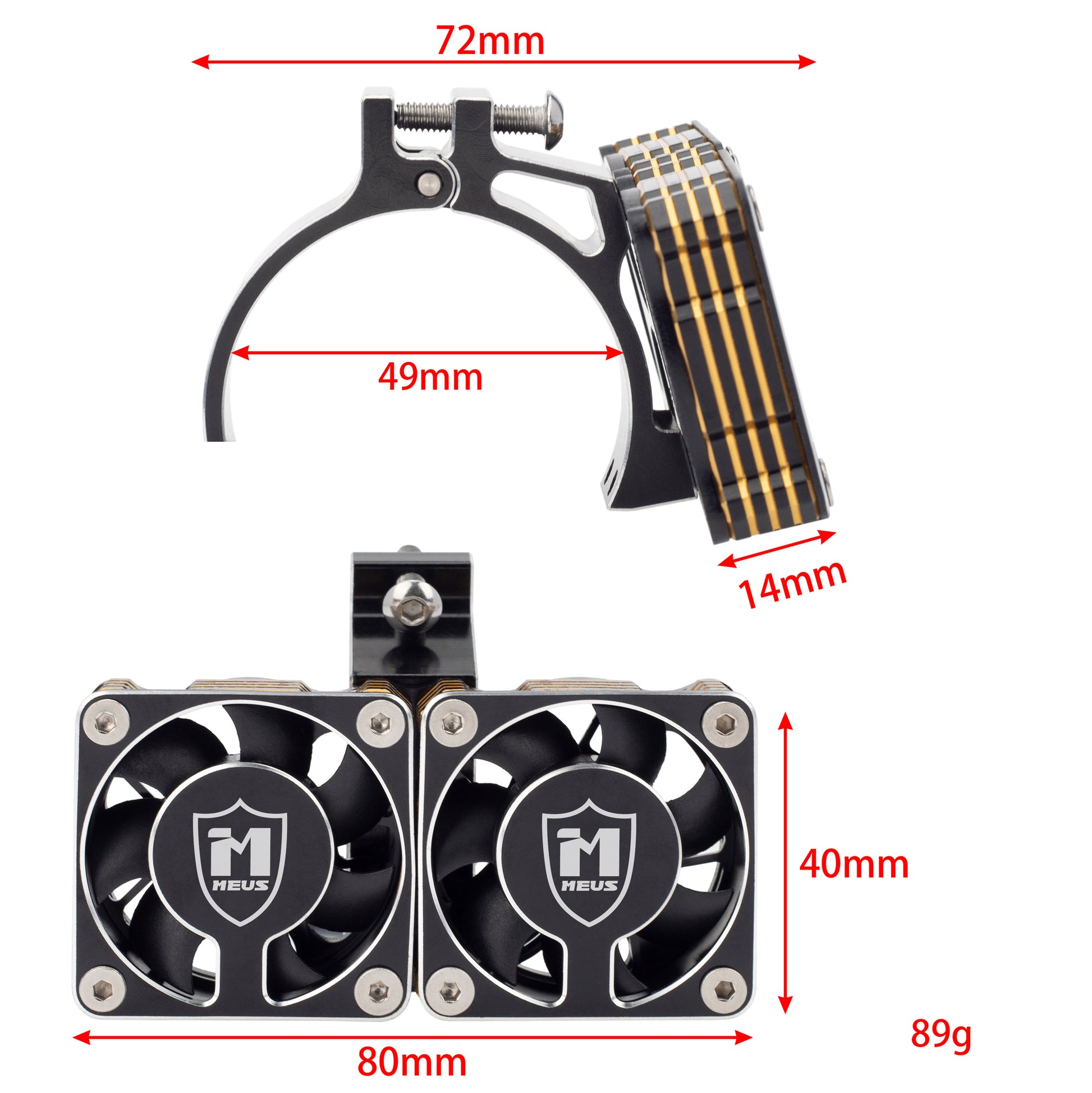  Black RC motor cooling fan heat sink size