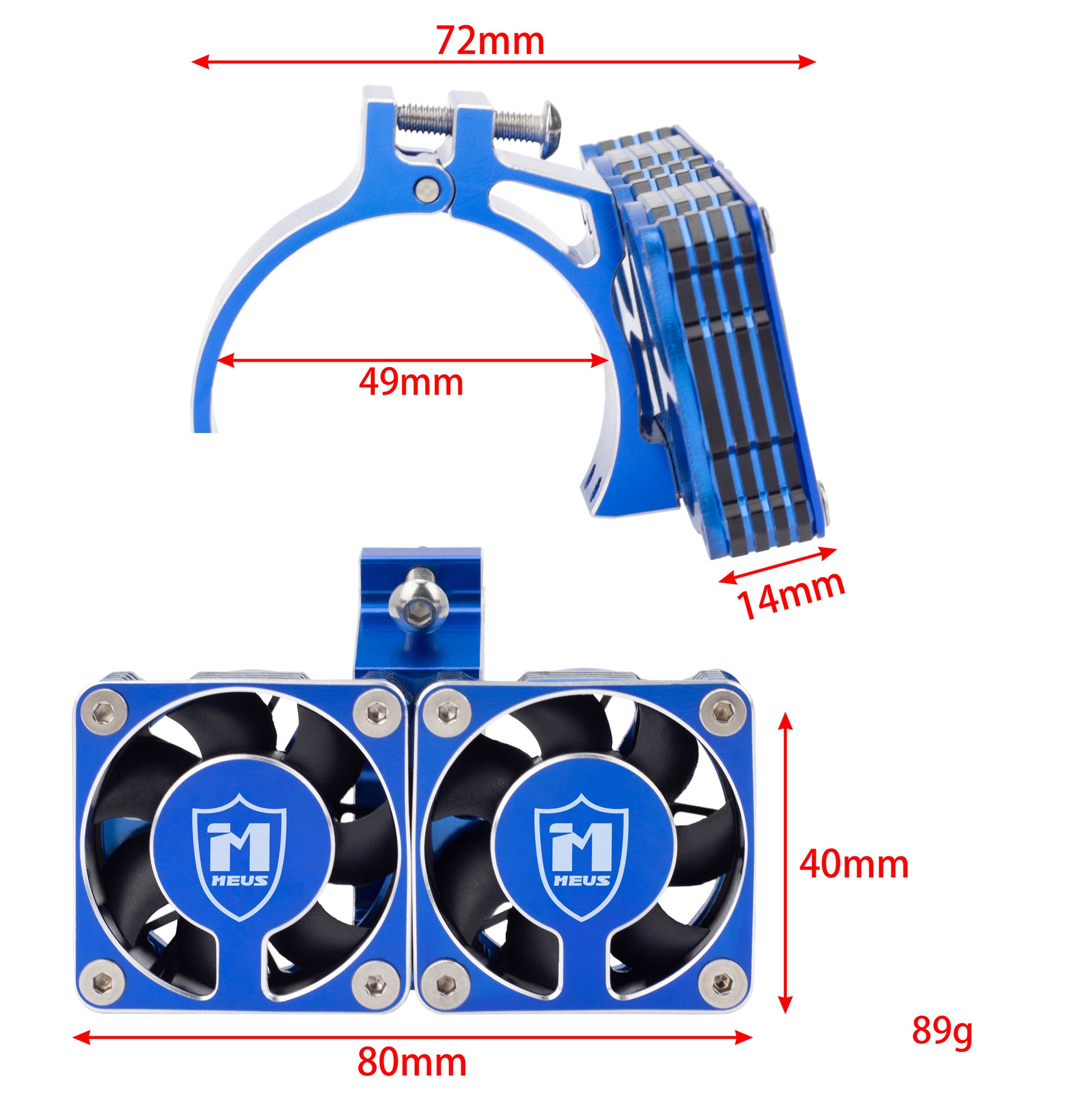  Blue RC motor cooling fan heat sink size