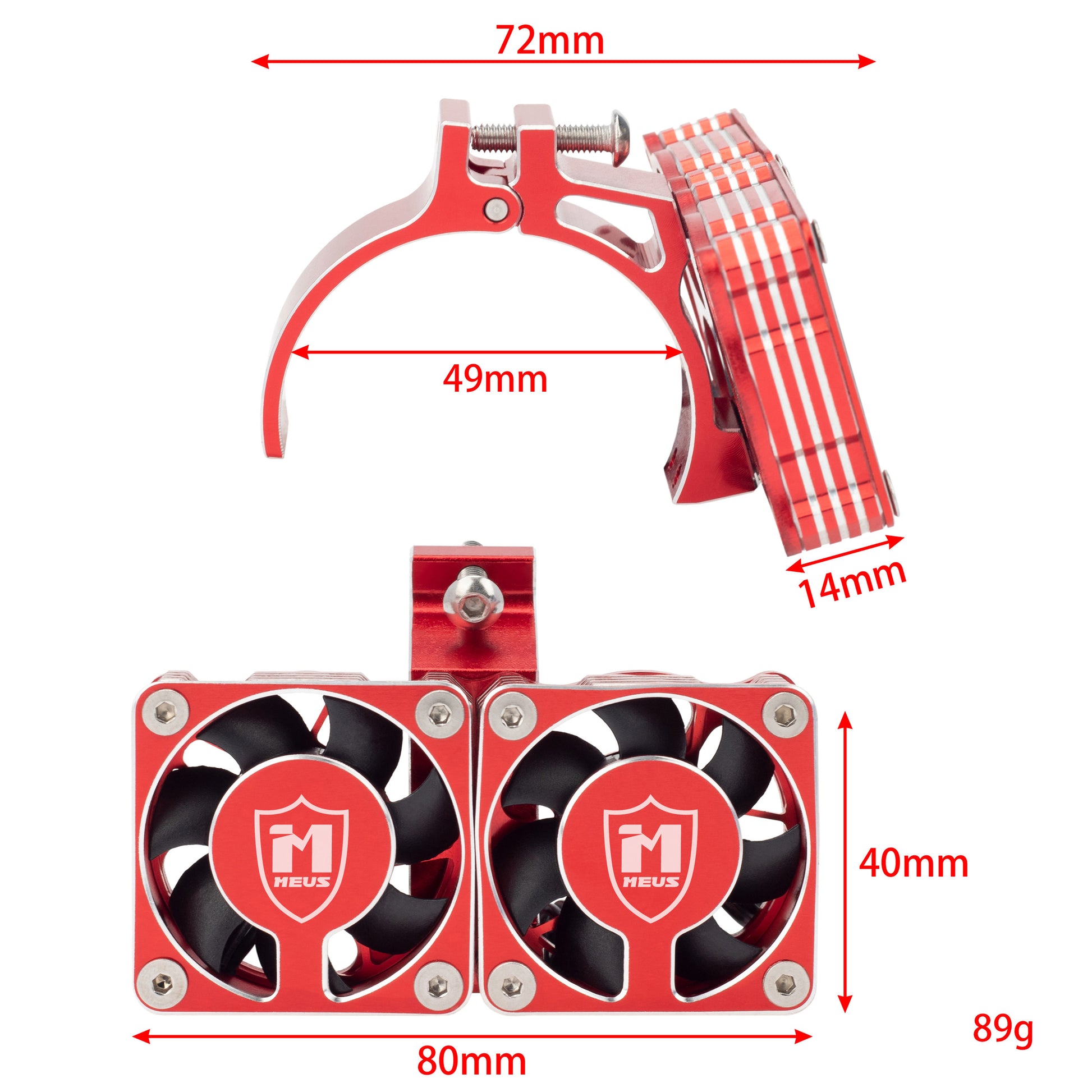 Red RC motor cooling fan heat sink size