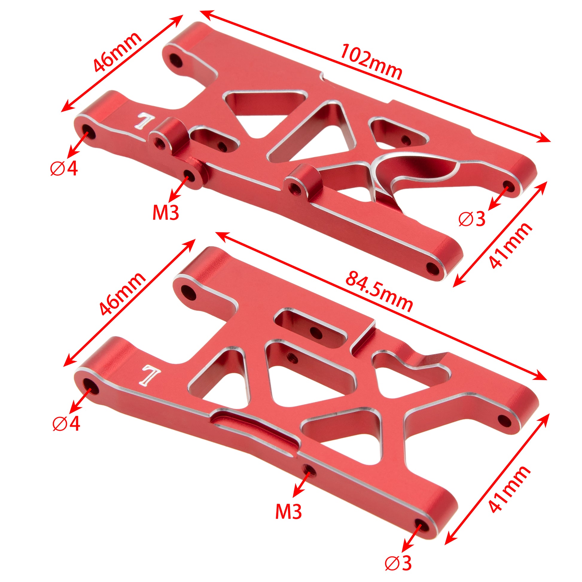 Red Front Rear Suspension Arm Aluminum Alloy Kit size For ARRMA 1/8 Mojave