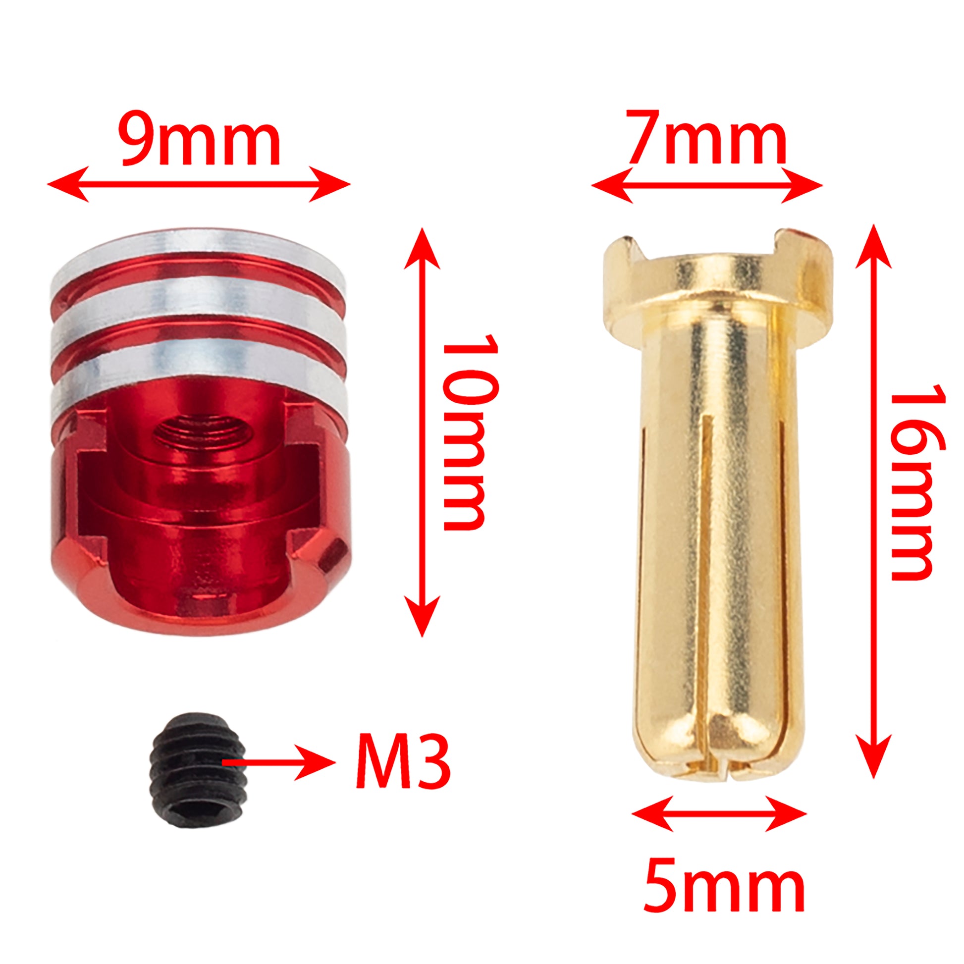 4Pcs 4mm Lower Heatsink Bullet Plug Grips 2Black/2Red