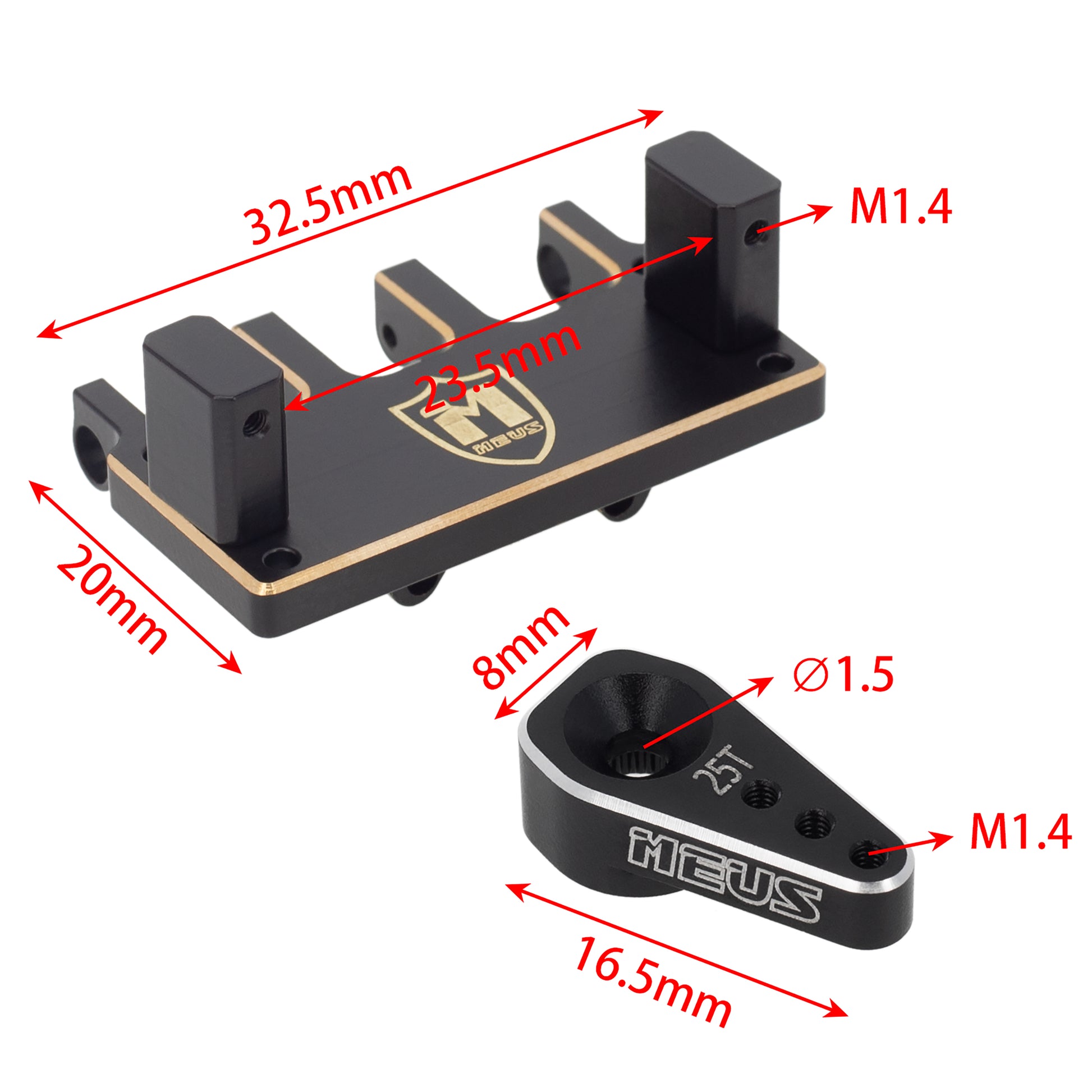 Adjustable Brass Servo Mount and Steering Horn Size