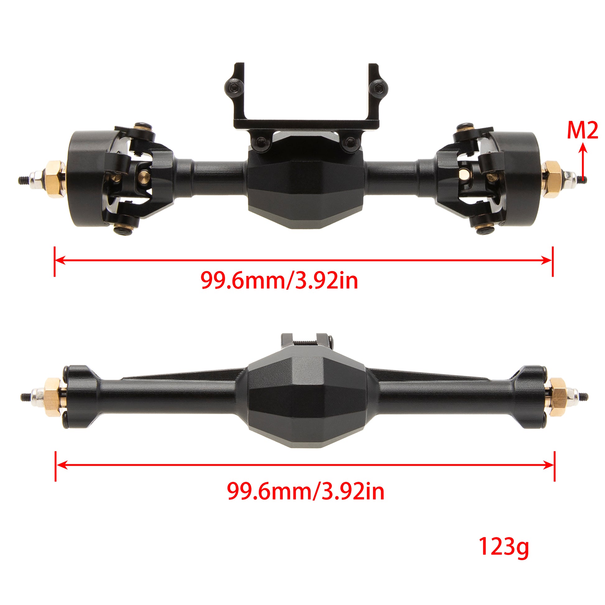 Black Isokinetic 3-Section CVD Front and Rear Axles Size for FCX24 /FCX18