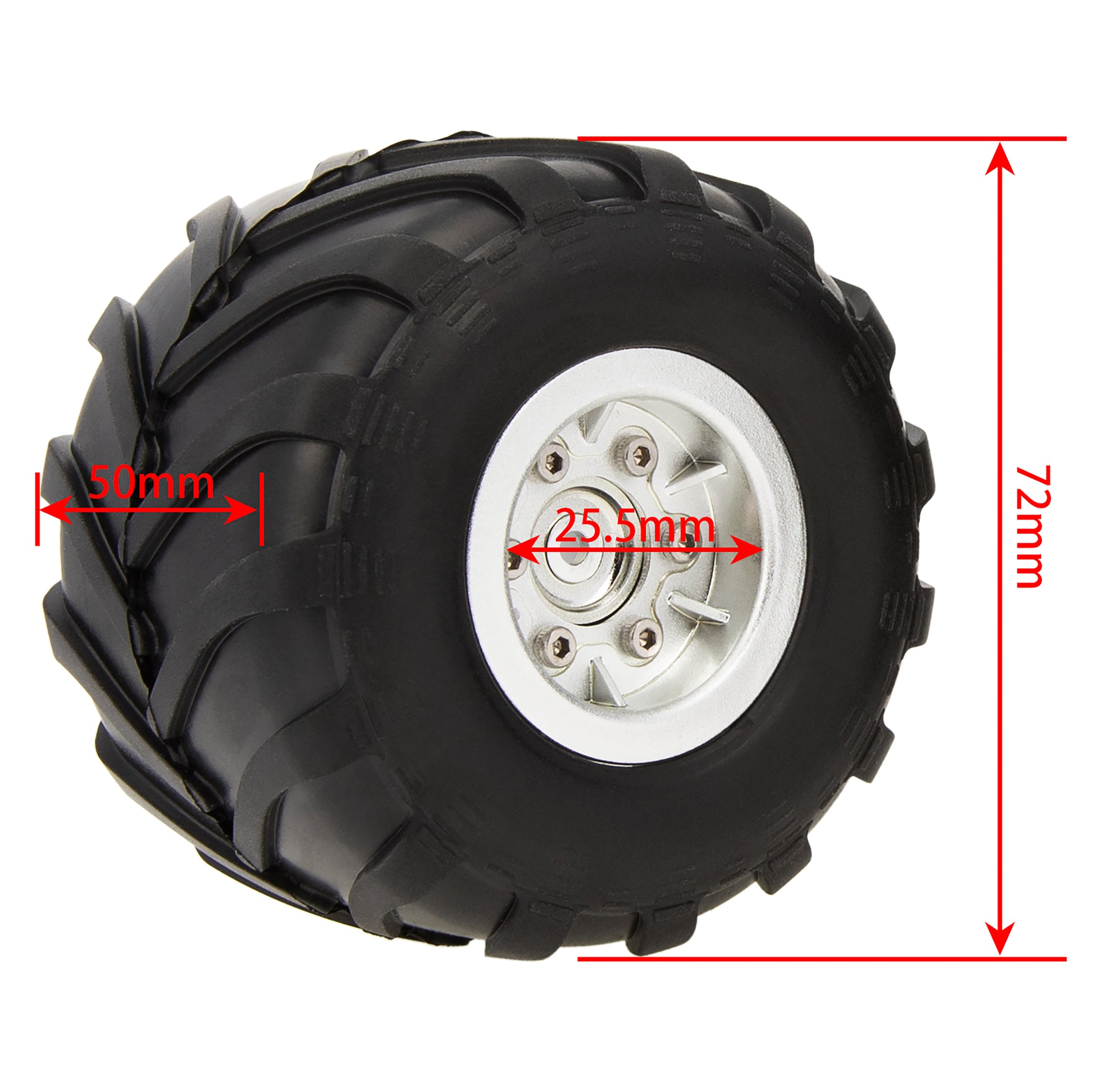 Silver 1.0" RC Monster Truck Rim Tire size