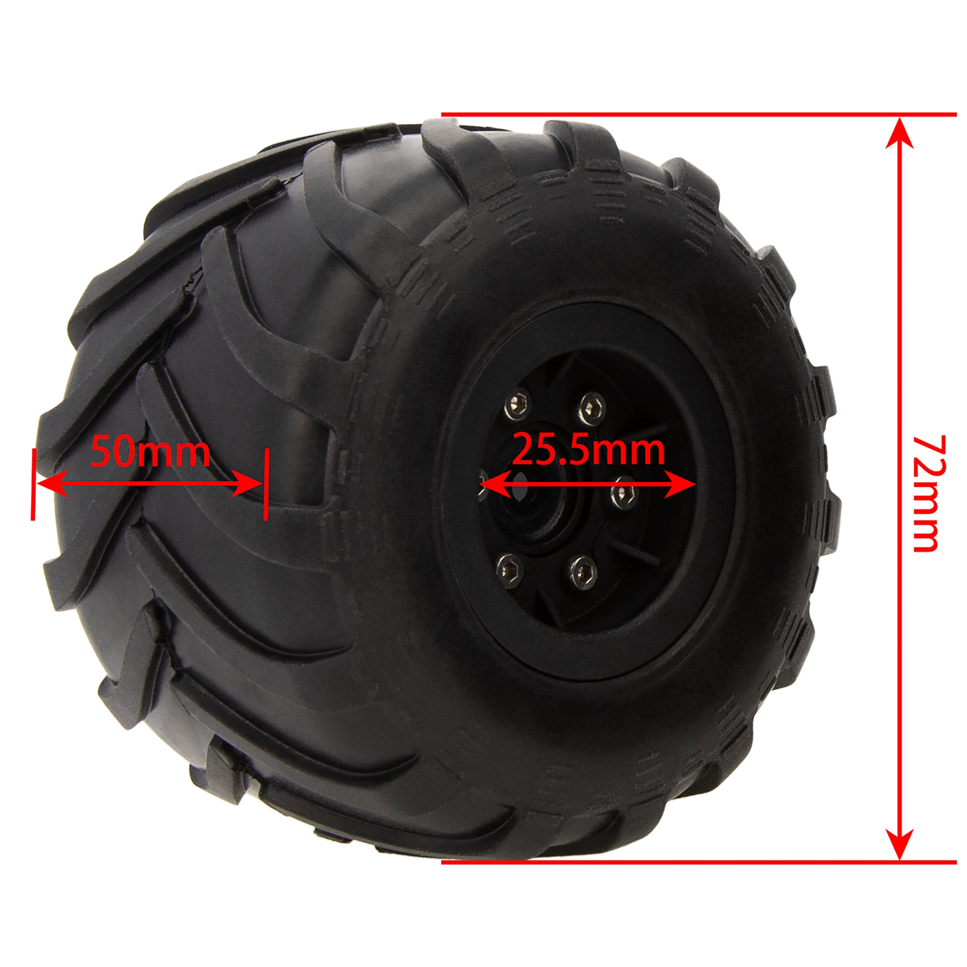 Black 1.0" RC Monster Truck Rim Tire size
