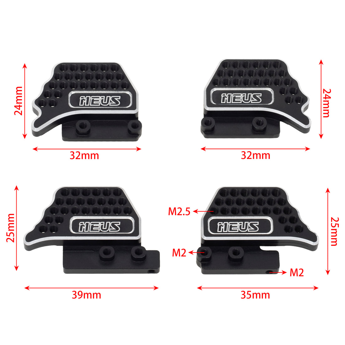 Black porous adjustable shock absorber bracket