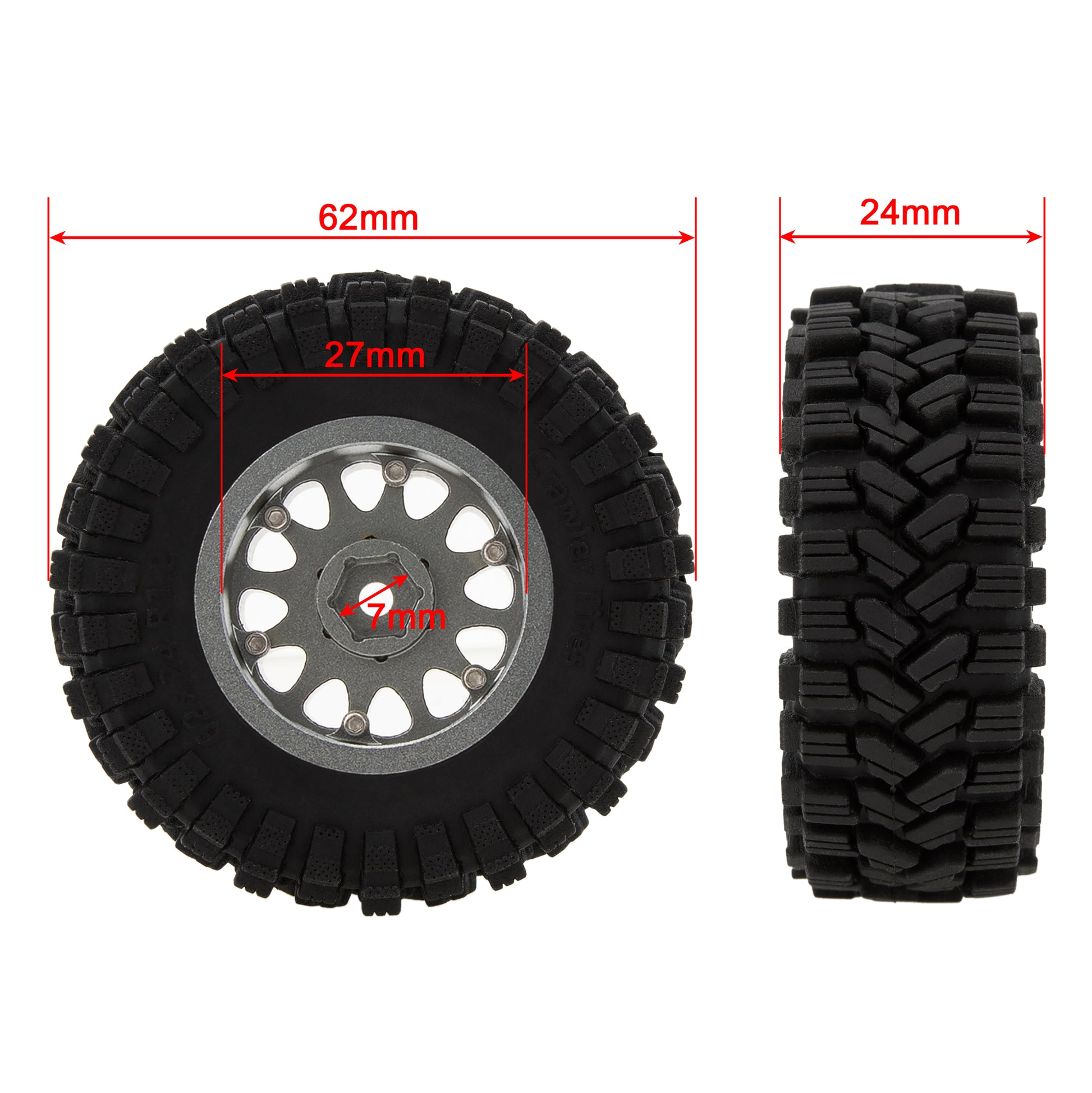 Type A Titanium 1.2-inch RC Tires size for TRX4M SCX24 FCX24