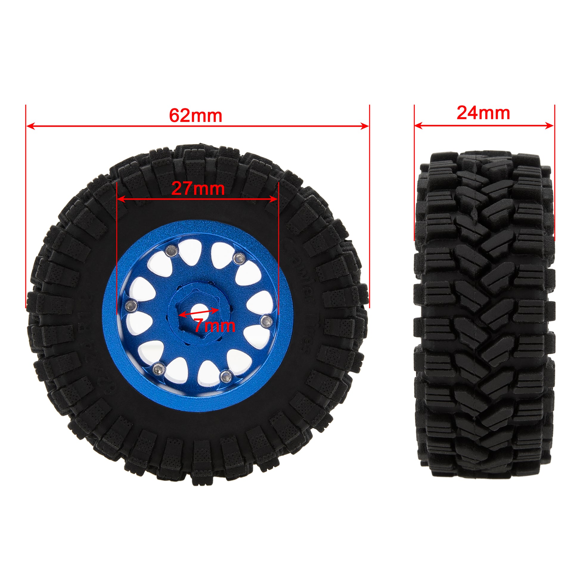 Type A Blue 1.2-inch RC Tires size for TRX4M SCX24 FCX24