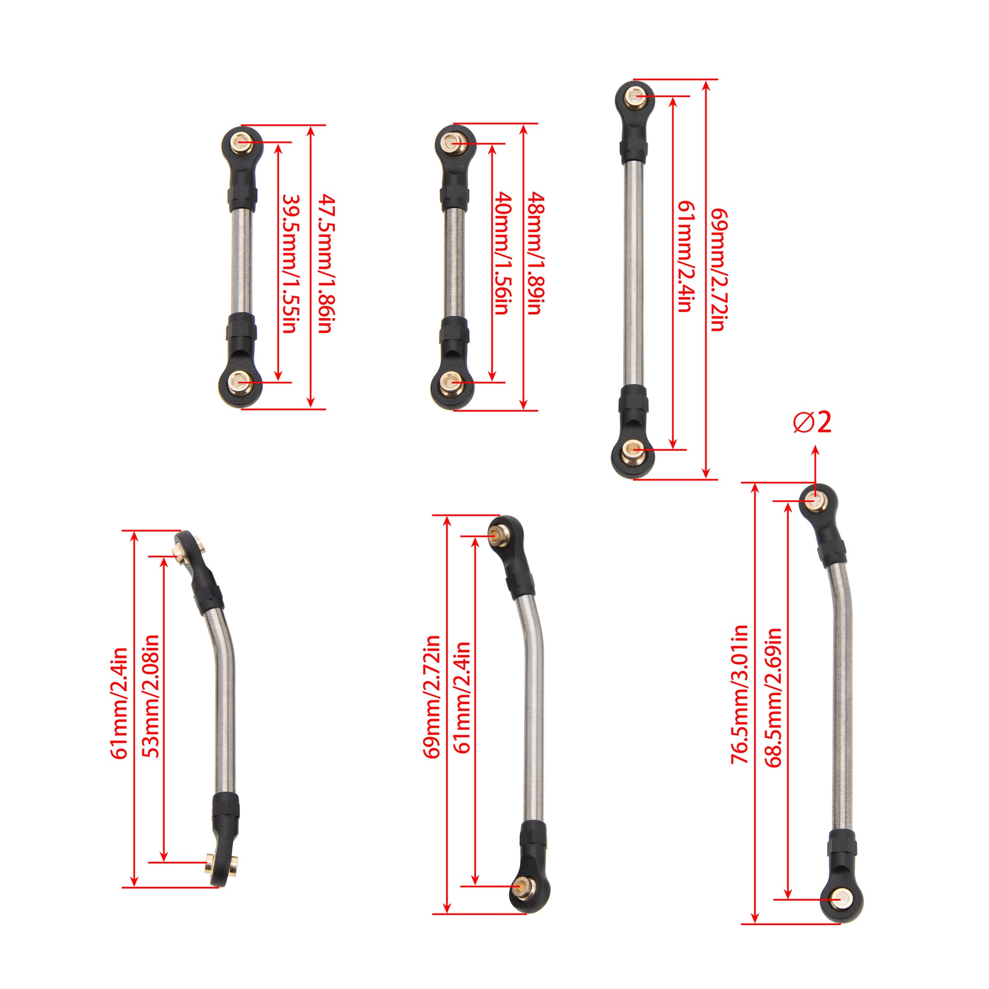 Redcat Ascent-18 Chassis Links & Steering links size