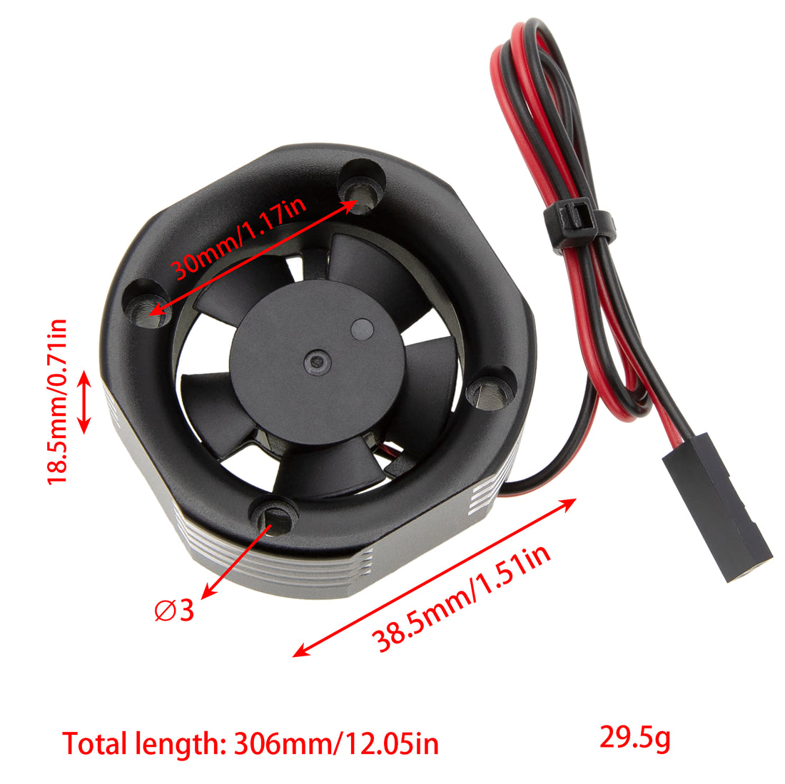 Black 30mm RC Motor Cooling Fan for 3010 motor