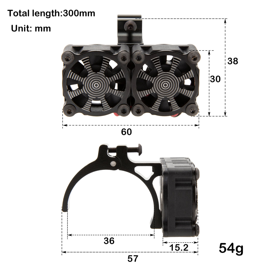 Black RC Motor Dual Cooling Fan Heatsink