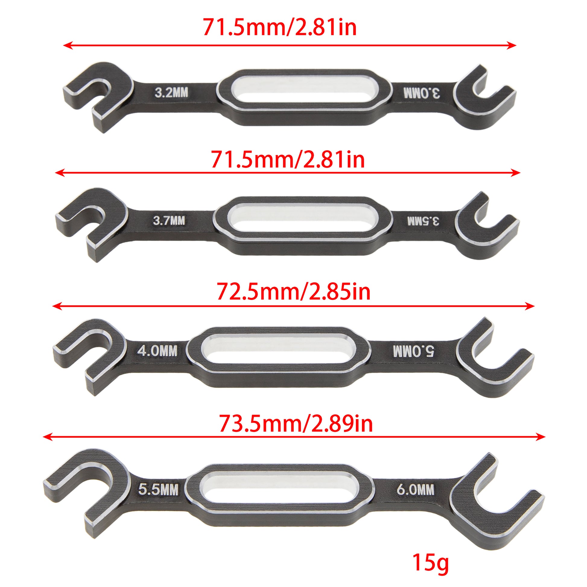 Black RC Wrench Repair Tool size