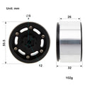 Black SCX10 Aluminum 1.9 Beadlock Wheels Size