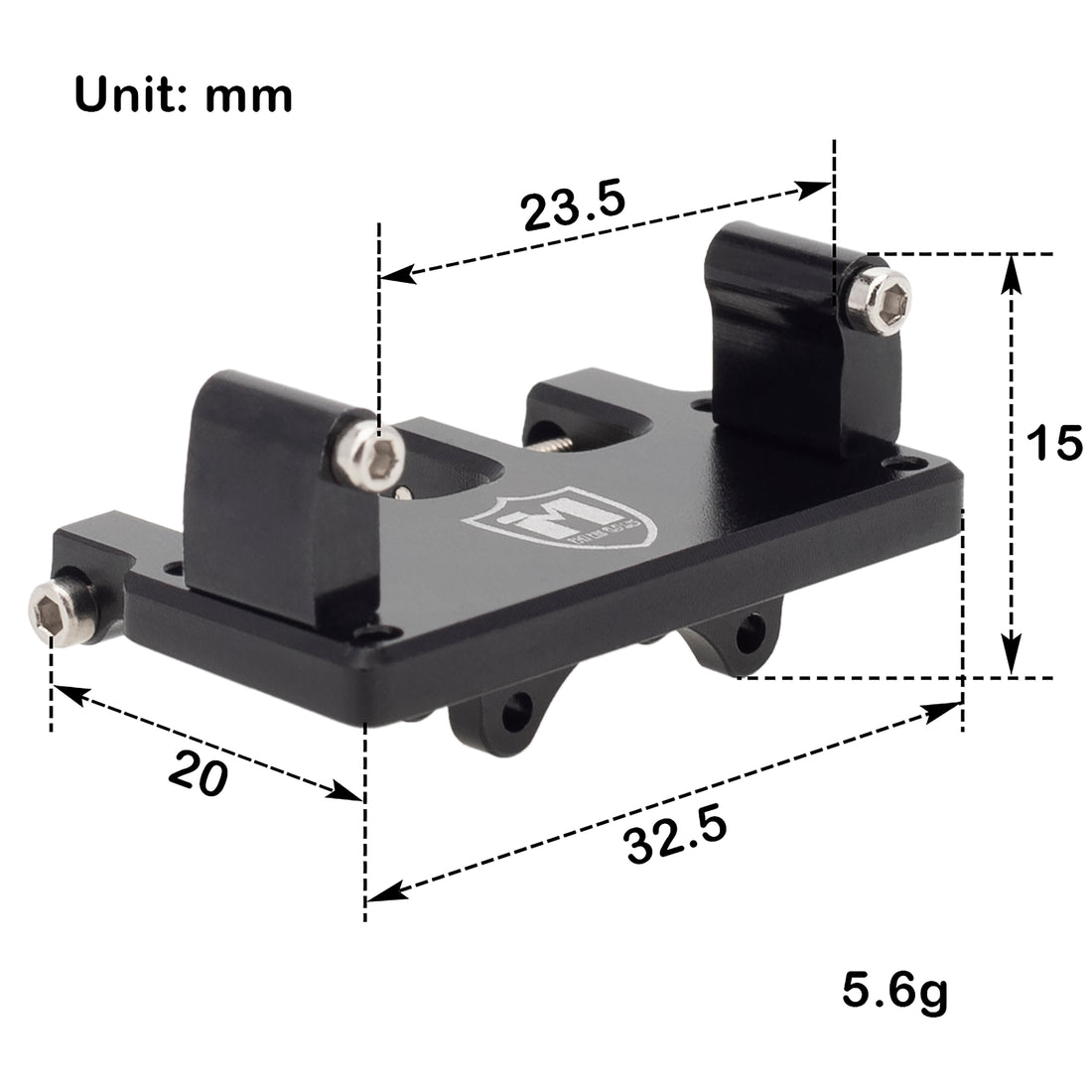 Black SCX24 Isokinetic axle servo mount