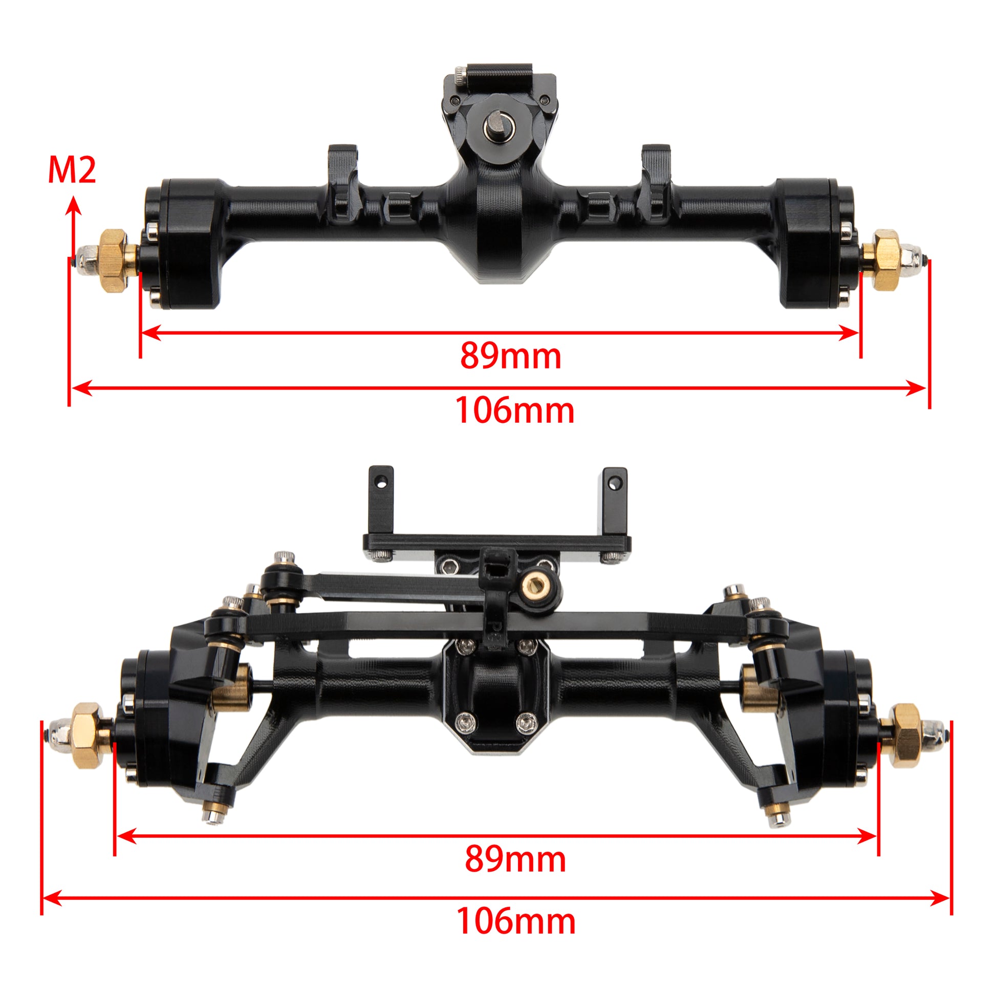 SCX24 Aluminum Alloy Front Rear Portal Axles size