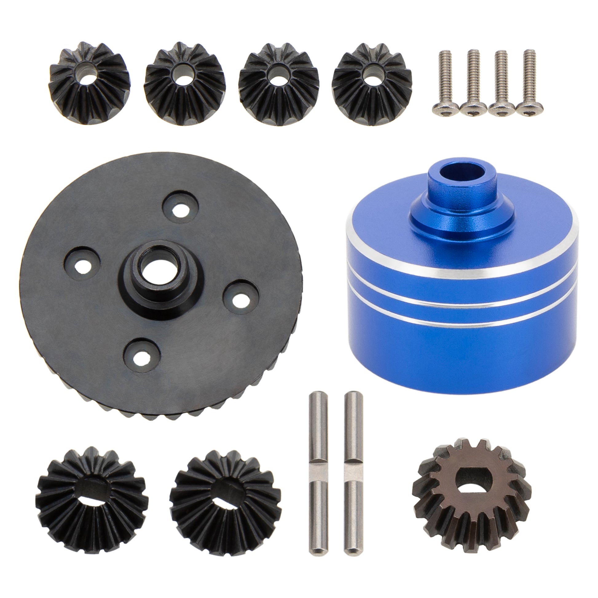 Blue Metal Differential Case Steel Spur Main Gear for 1/10 Tamiya TT02 TT02B XV02 