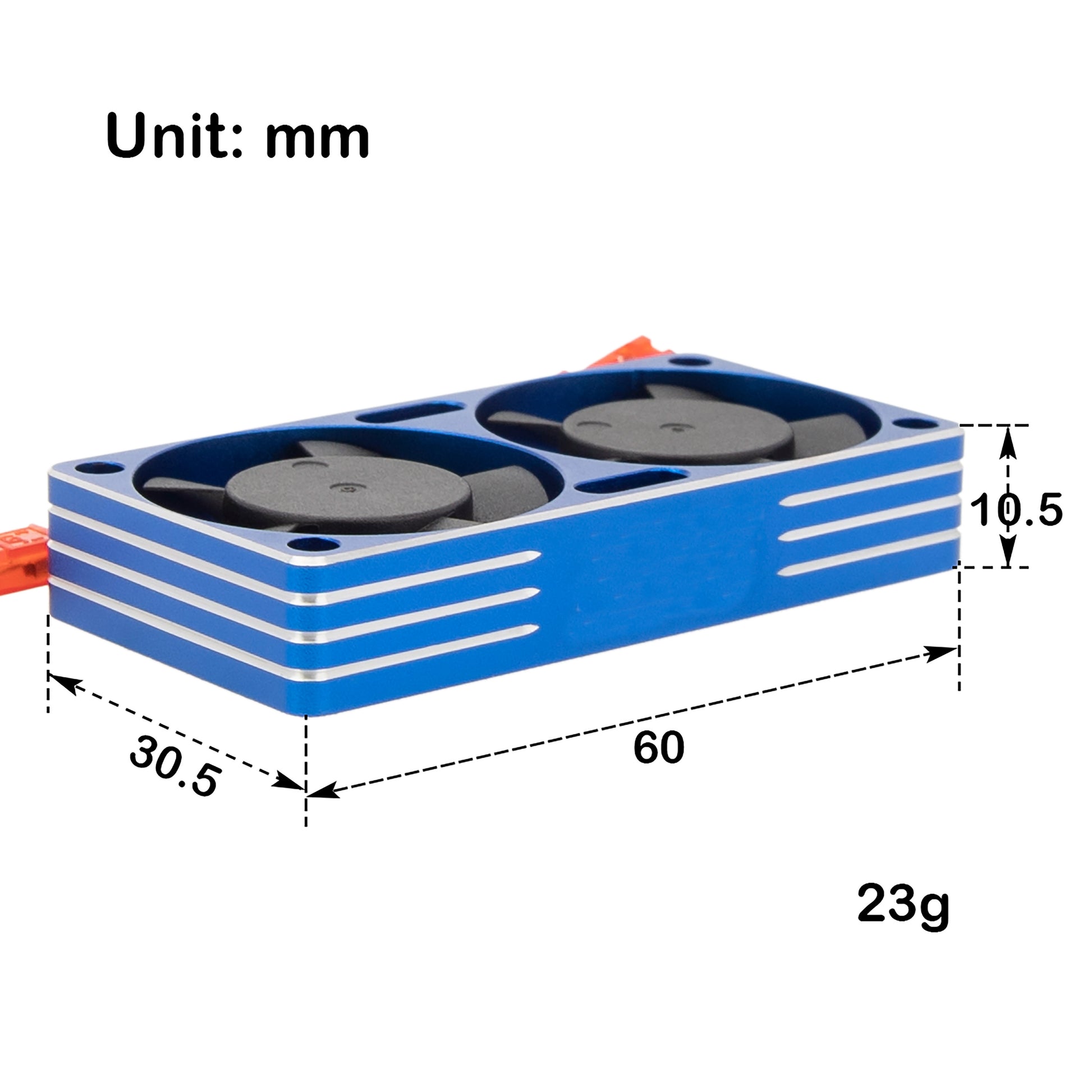 Blue RC Motor Dual Cooling Fan Heatsink 25000 RPM size