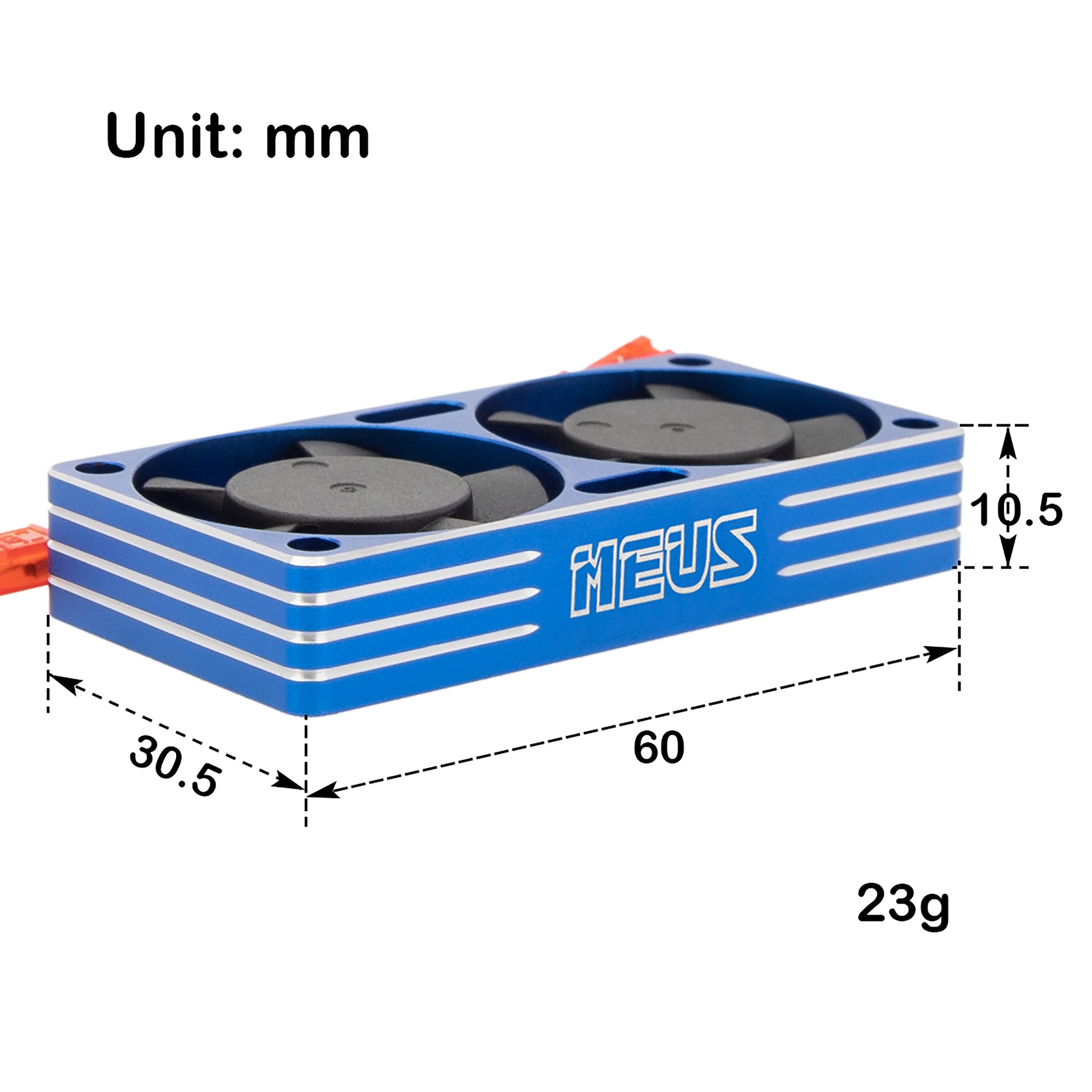 Blue RC Motor Dual Cooling Fan Heatsink 25000 RPM size