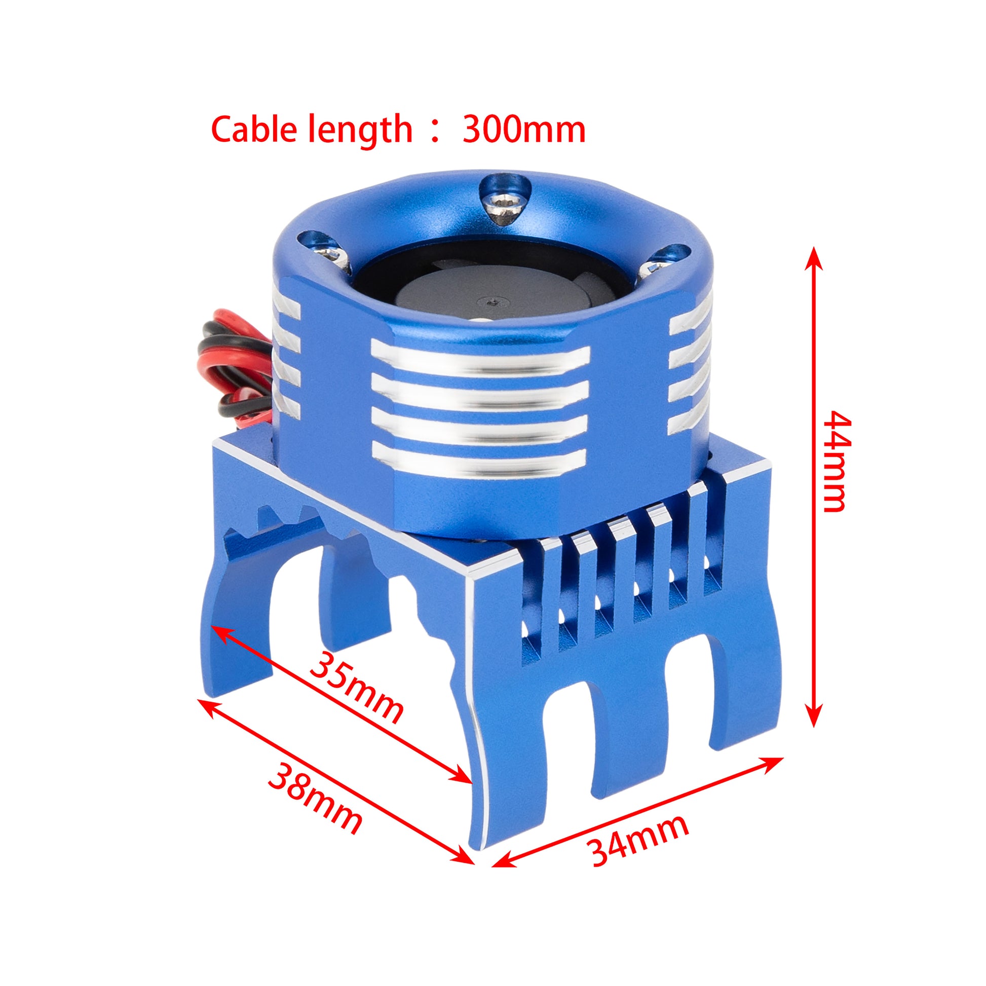 Blue RC Motor Cooling Fan size