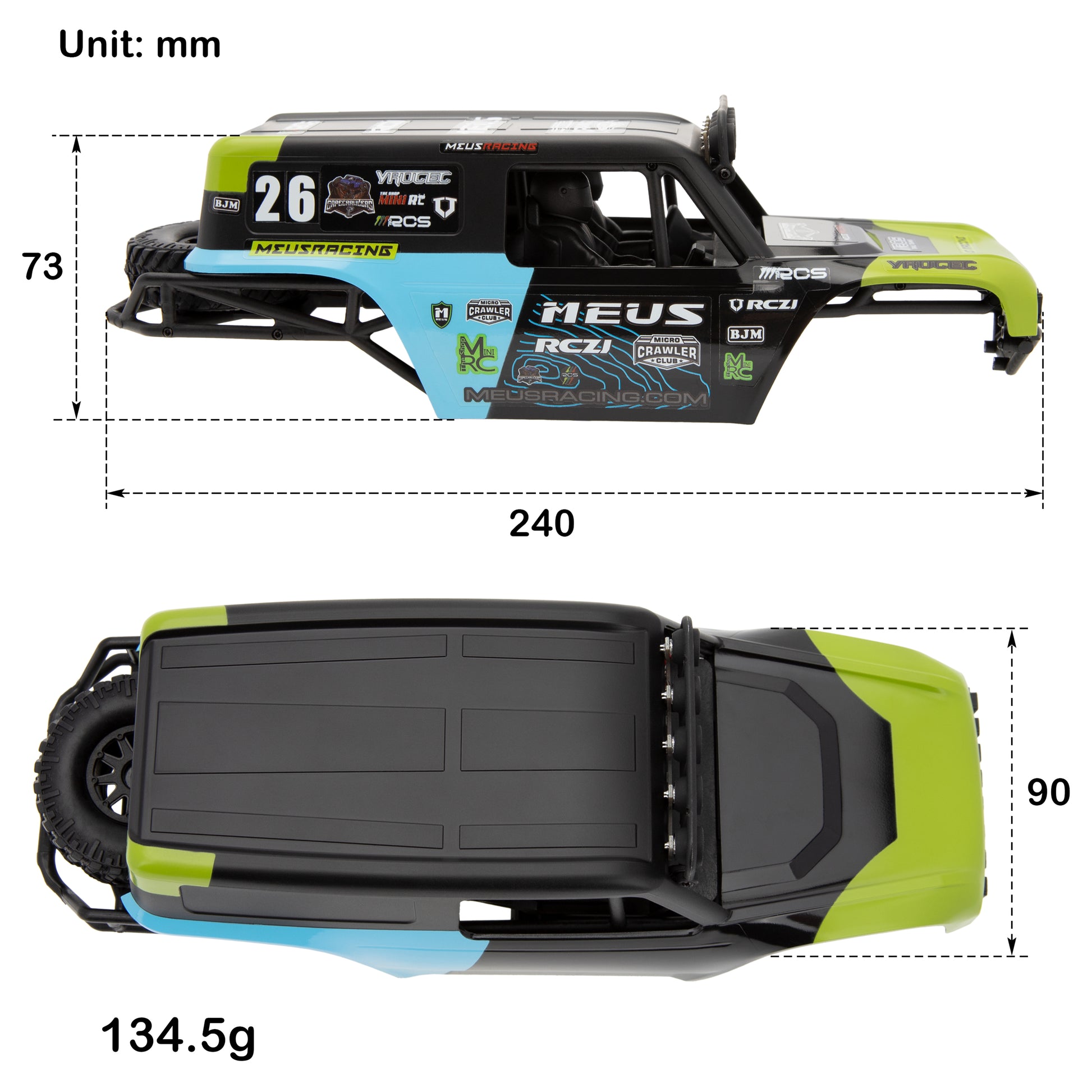 Green MB18 Body Shell size for TRX4M