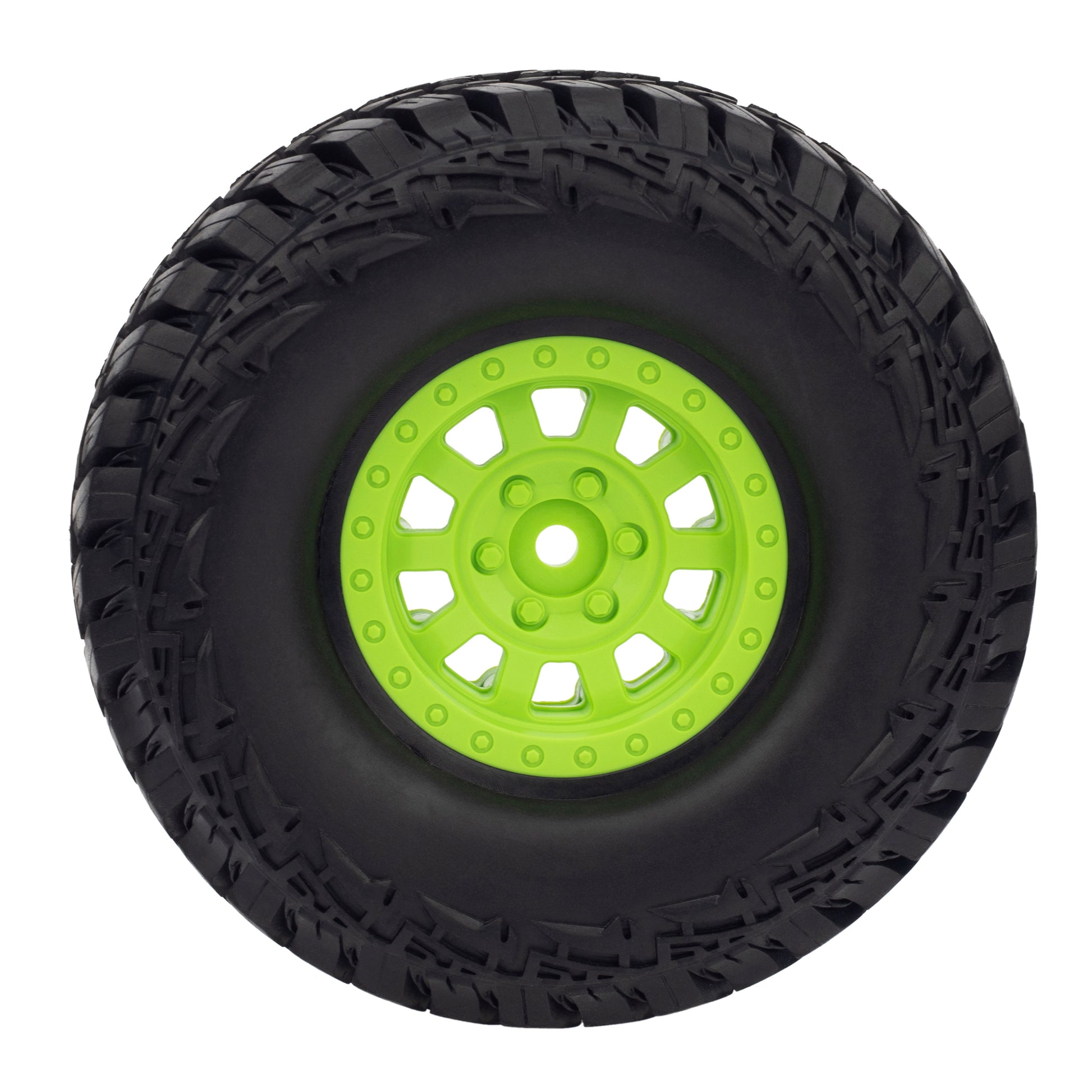 Green 1.9" Plastic Beadlock Wheels/Rubber Tires