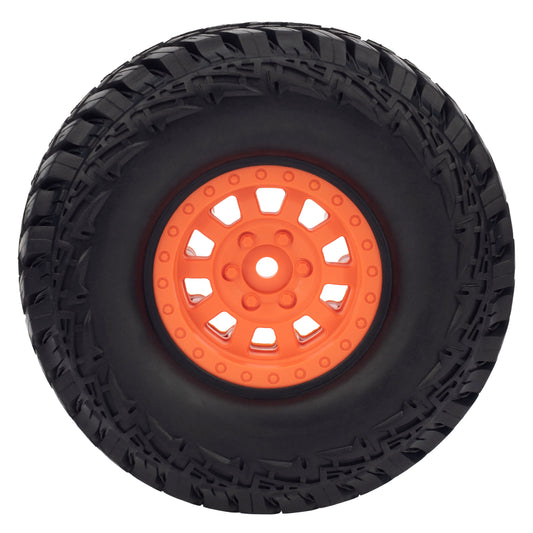 Orange 1.9" Plastic Beadlock Wheels/Rubber Tires