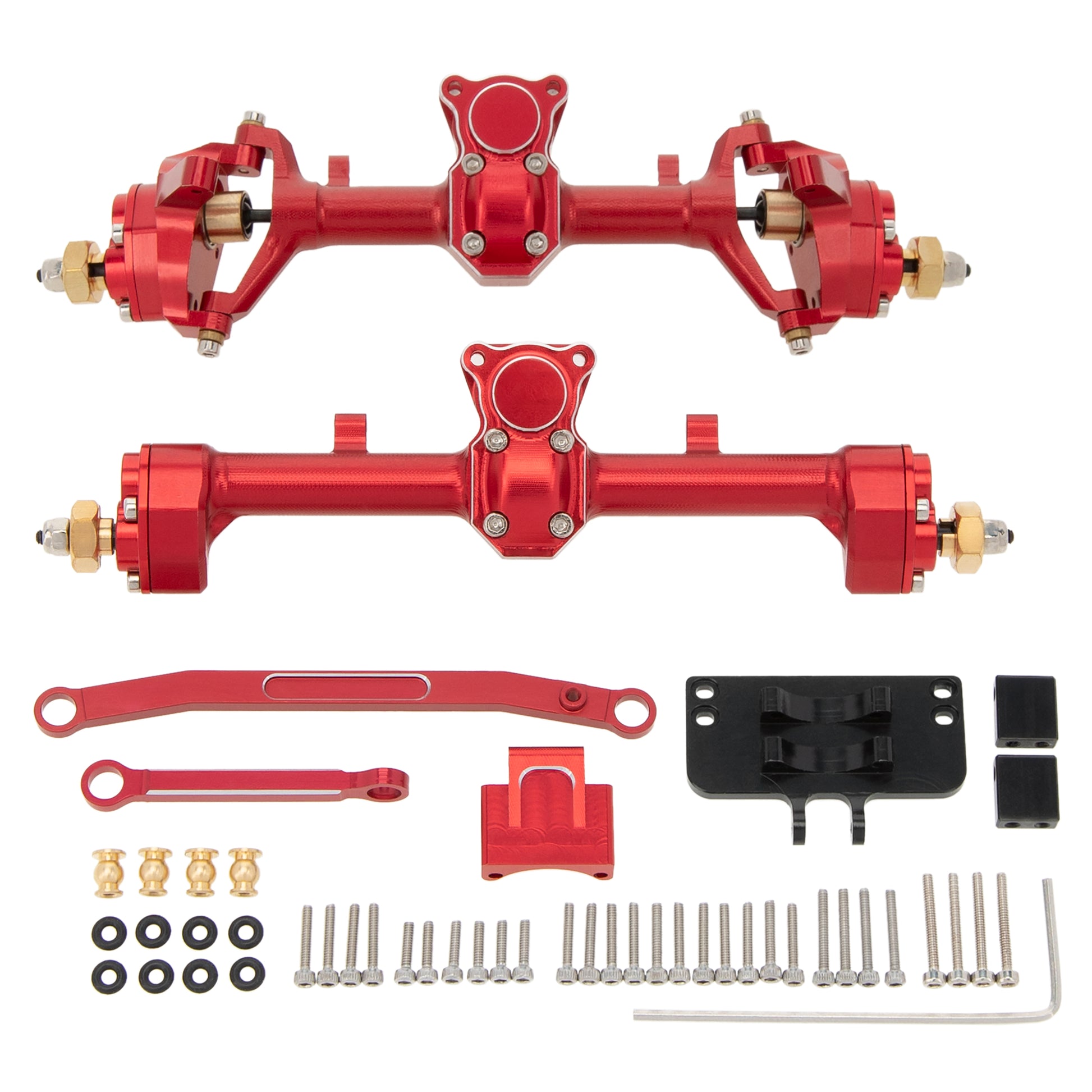 Red SCX24 Aluminum Alloy Front Rear Portal Axles package