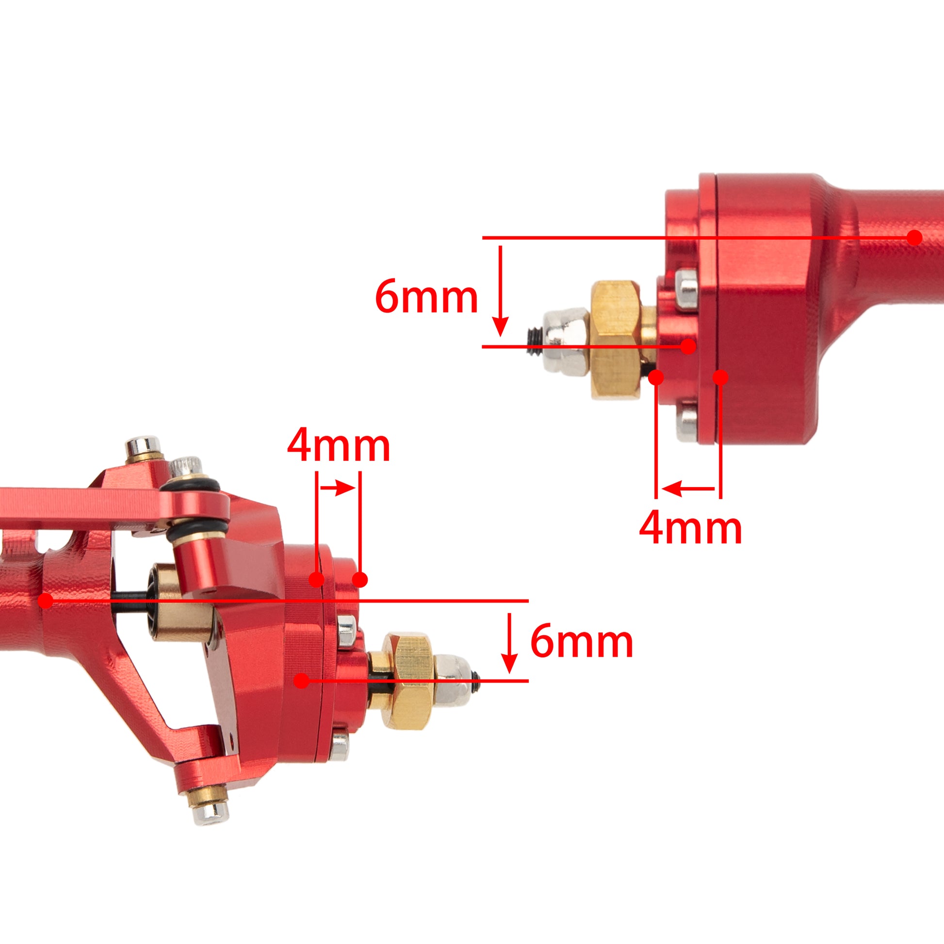 Red SCX24 Aluminum Alloy Front Rear Portal Axle steering knuckle size