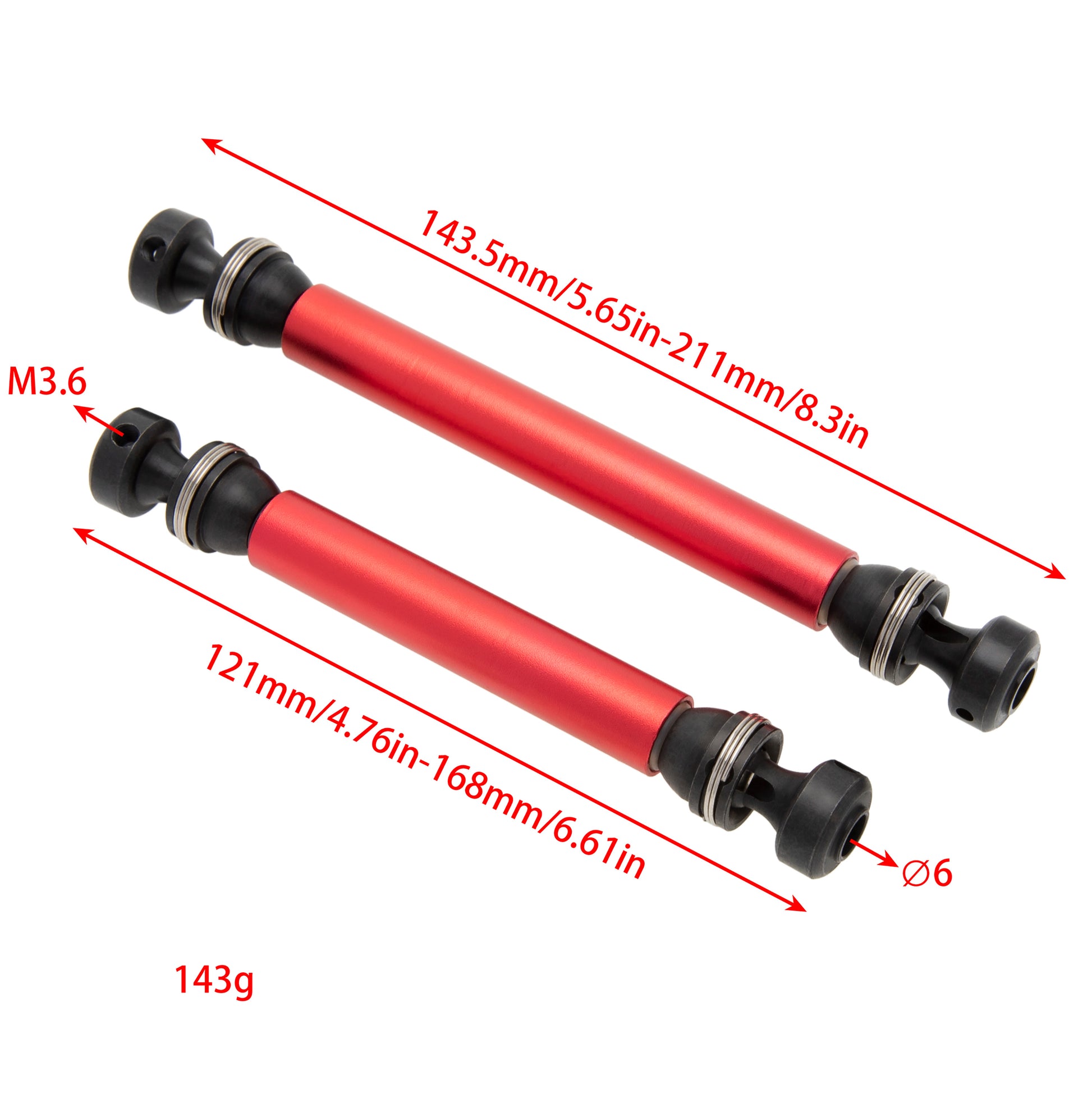 Red Steel CVD Head Front Rear Drive Shaft Size