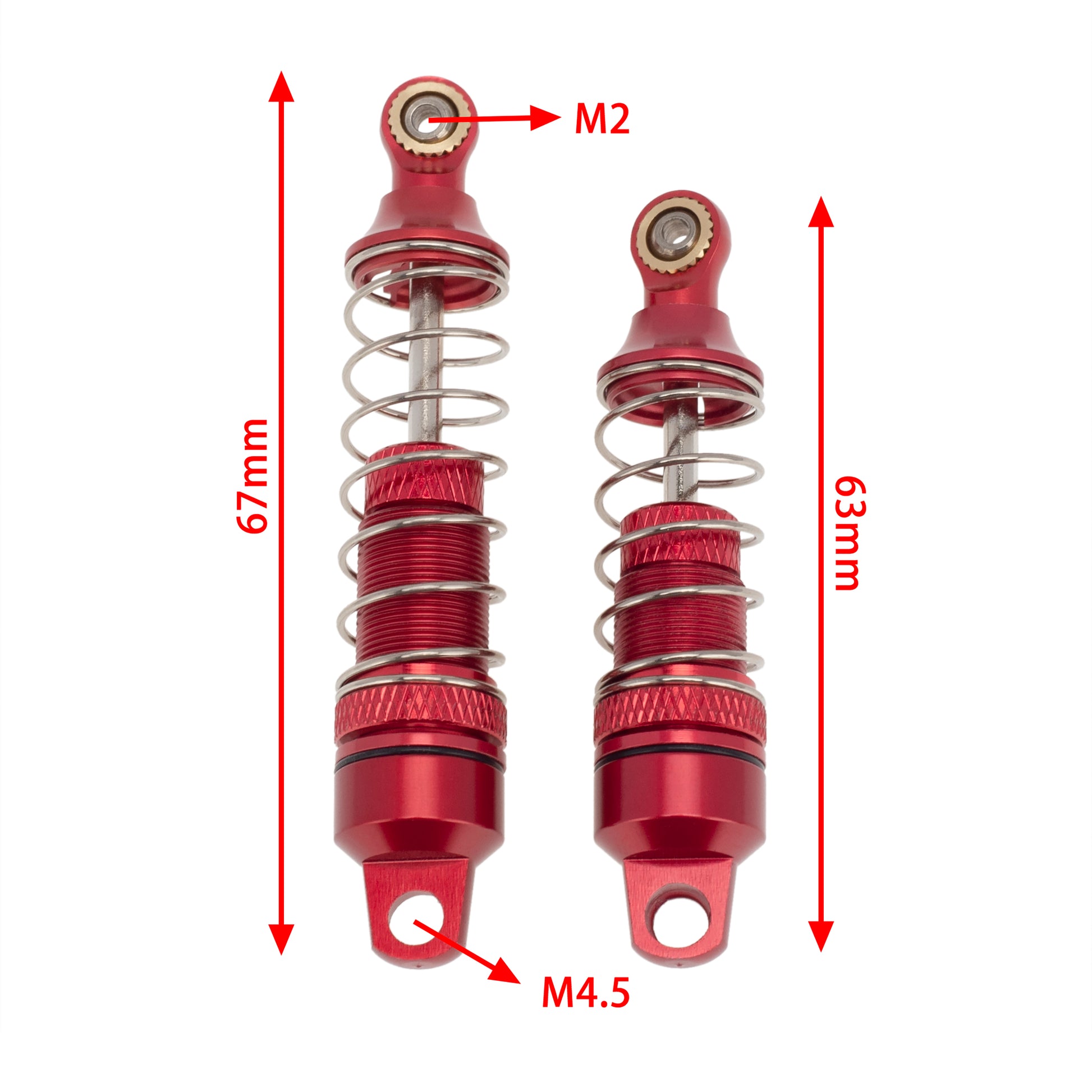 Red Shock Absorbers size for LOSI Mini-T 2.0