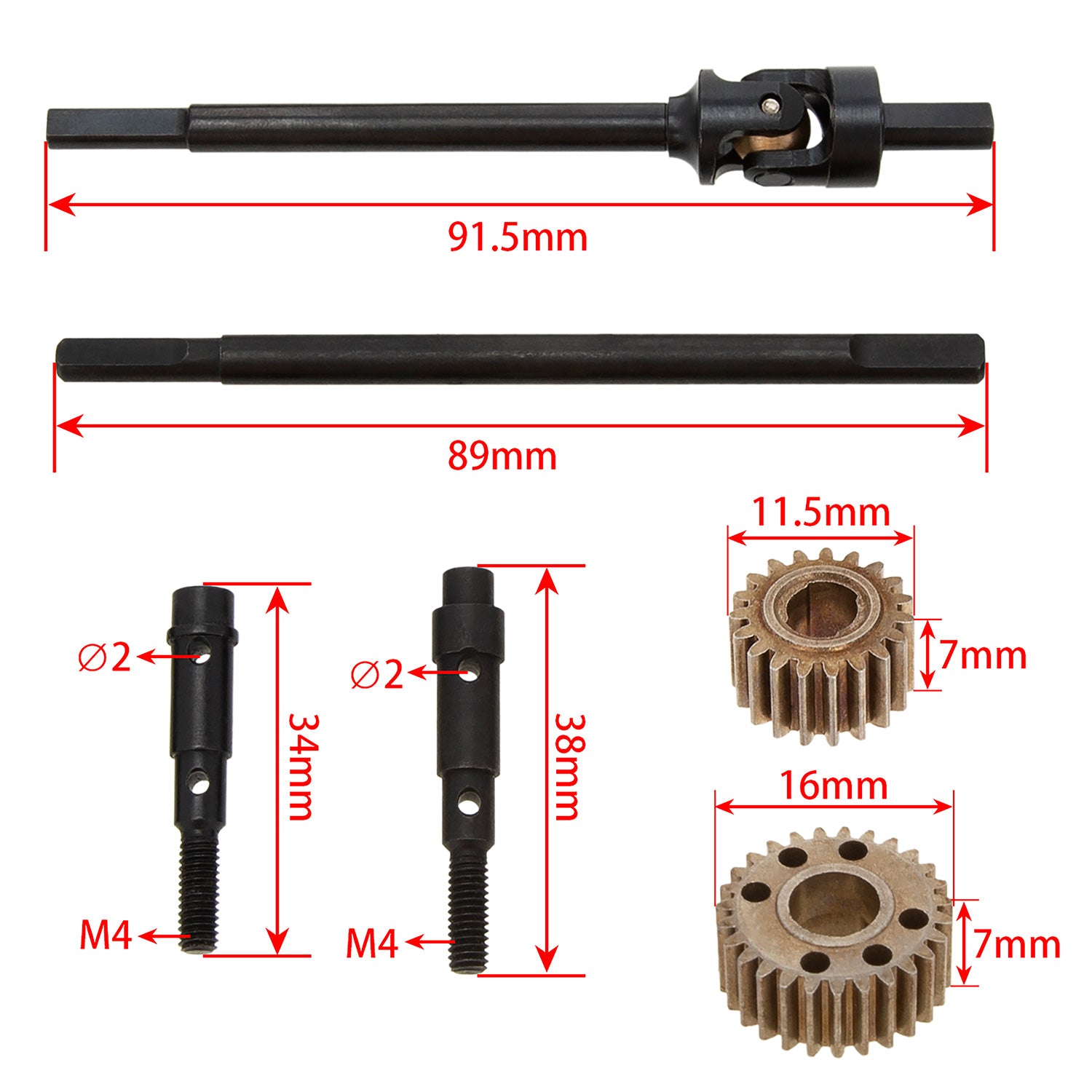 #45 Steel Scx10 Nylon Axle Front Rear Universal CVD Gear size