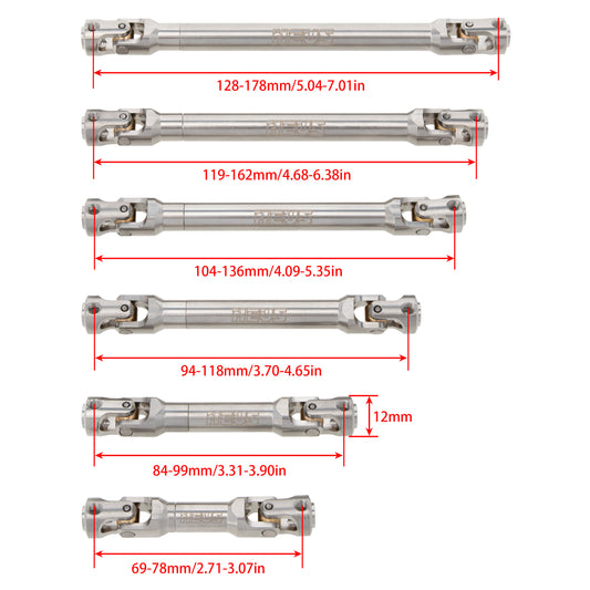 Stainless Steel Internal Spline Universal Drive Shaft for 1/10 SCX10 TRX4