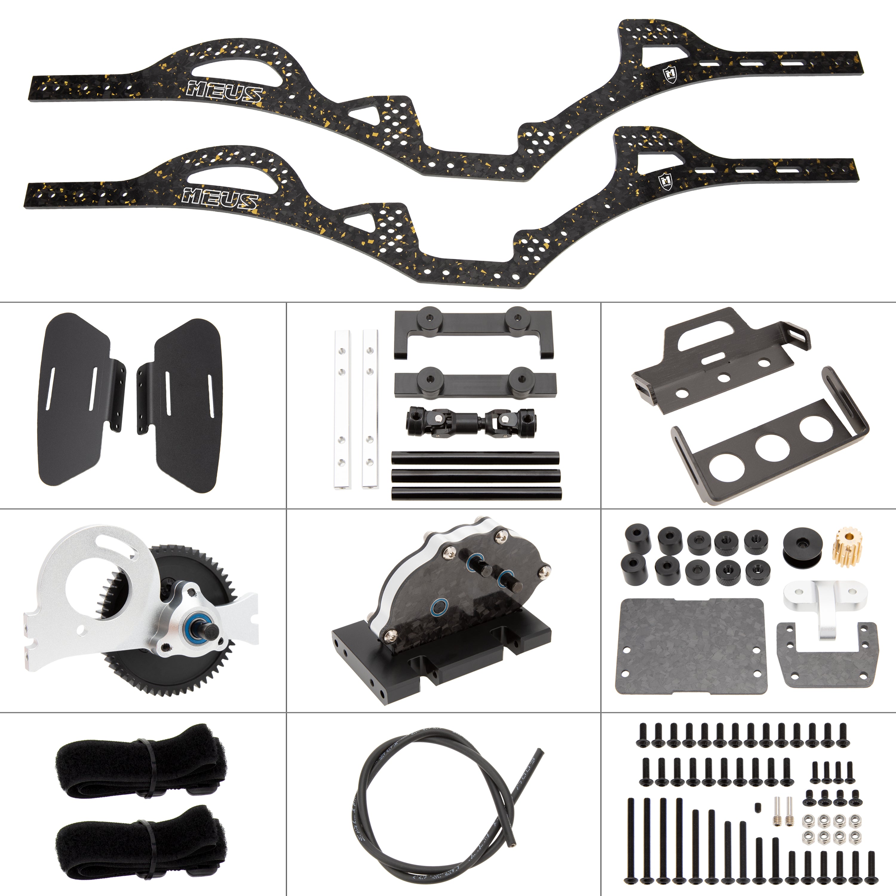 MEUS Racing RC LCG GOLD RUSH V1 Carbon Fiber Chassis Frame DIY Kit Gea