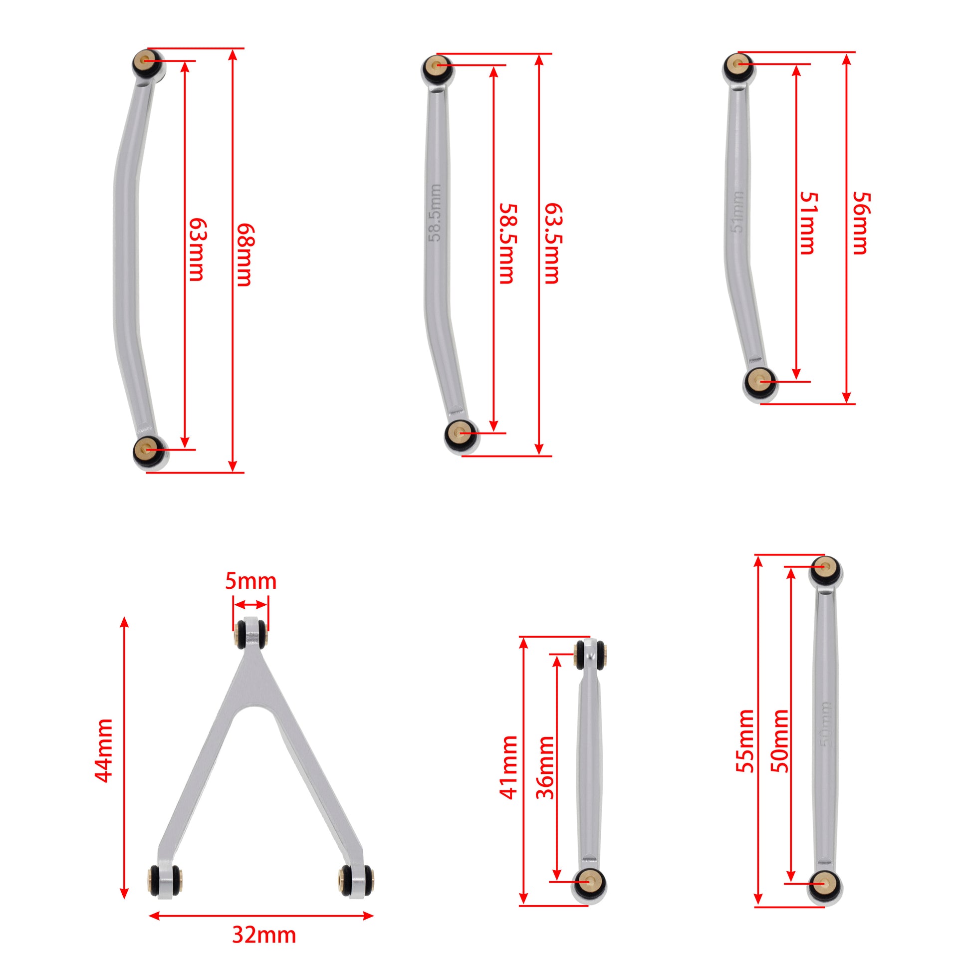 Silver SCX24 C10 Bronco Wrangler chassis links size