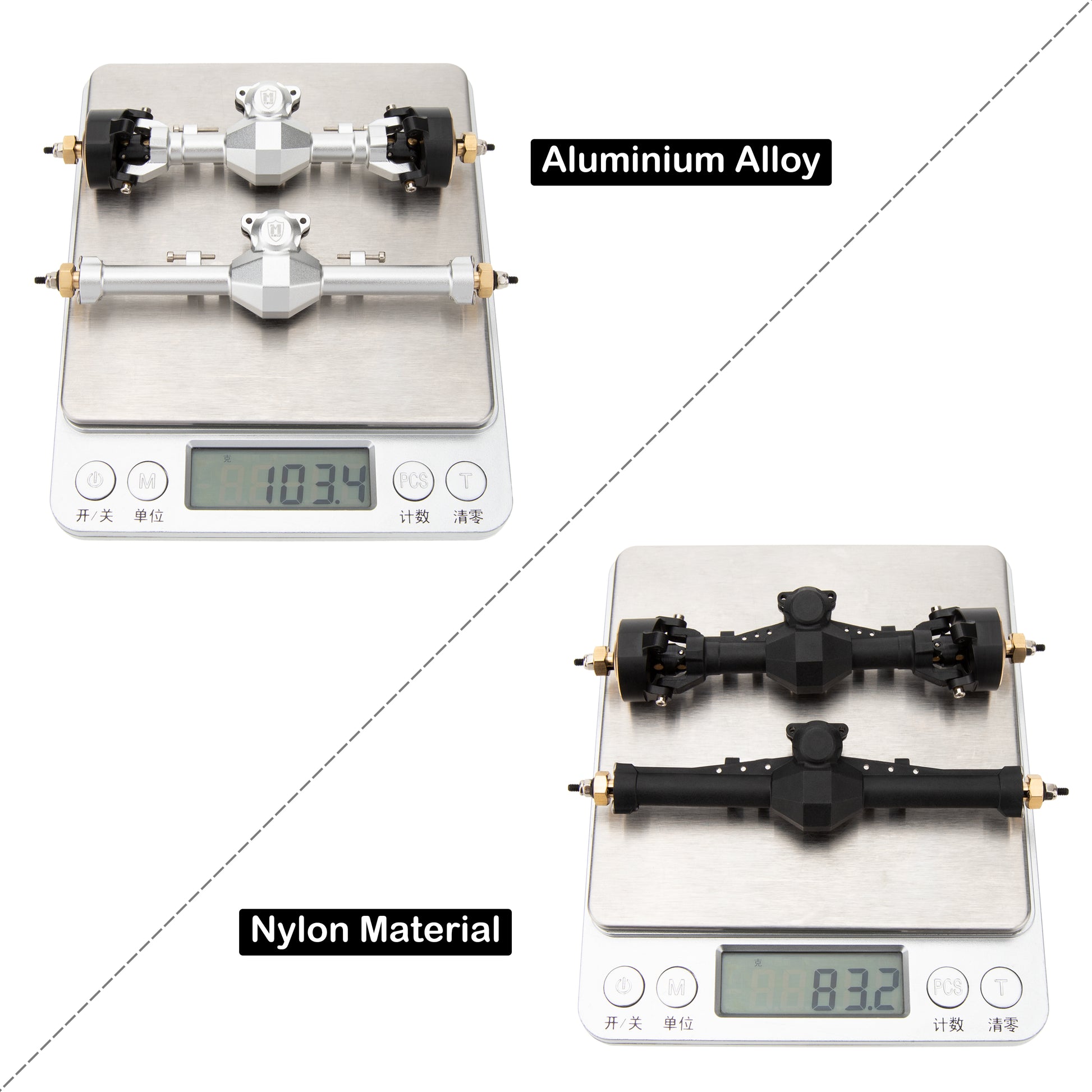 SCX24 Nylon Isokinetic front rear axles weight