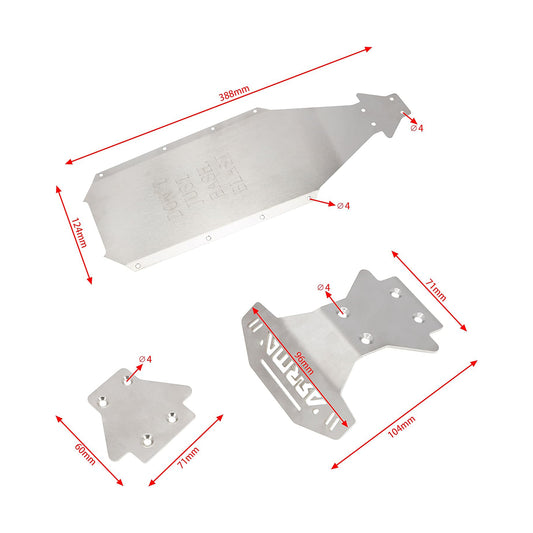 Stainless Steel Chassis Armor Kit size for ARRMA Kraton