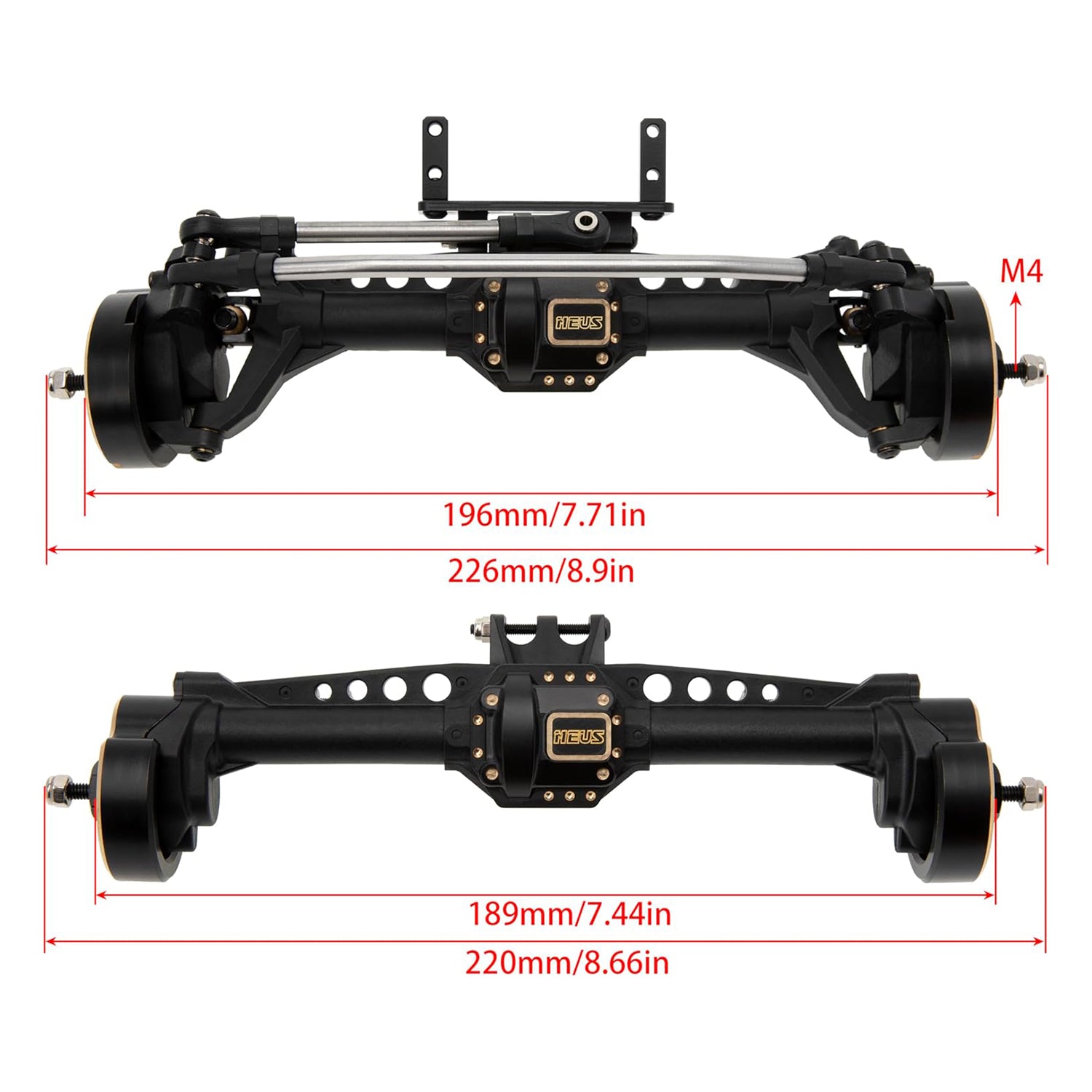  Plastic Nylon + Brass Portal Axle Front and Rear Axles 