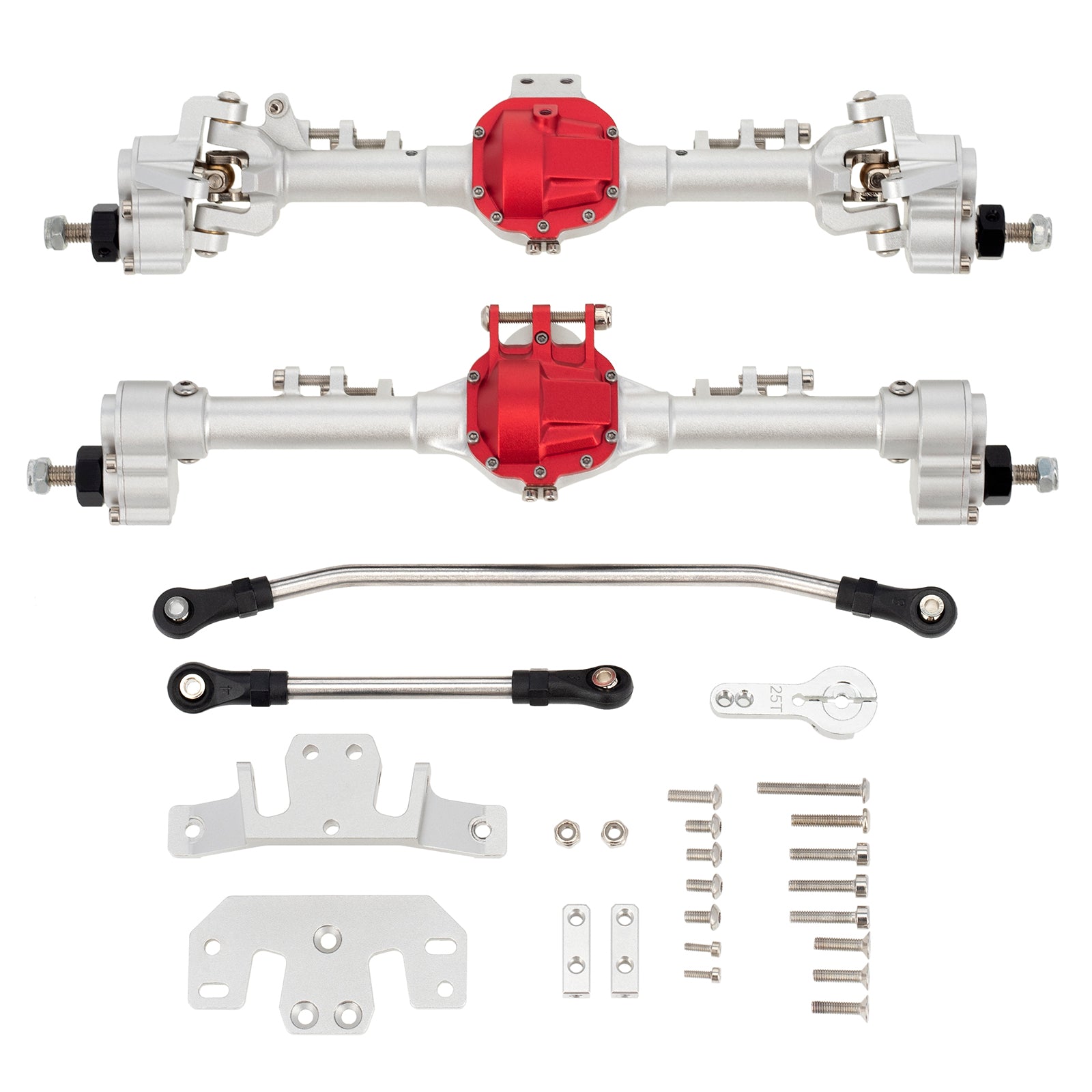SCX10 Front and Rear Portal Axles package silver