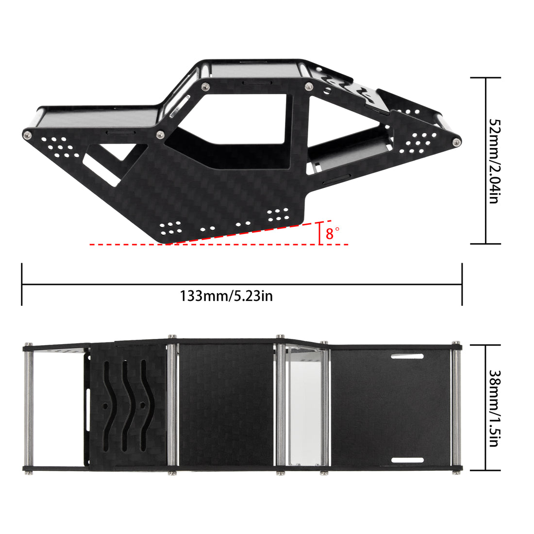 Meus Racing 1/24 Carbon Fiber Cage Body Shell for SCX24